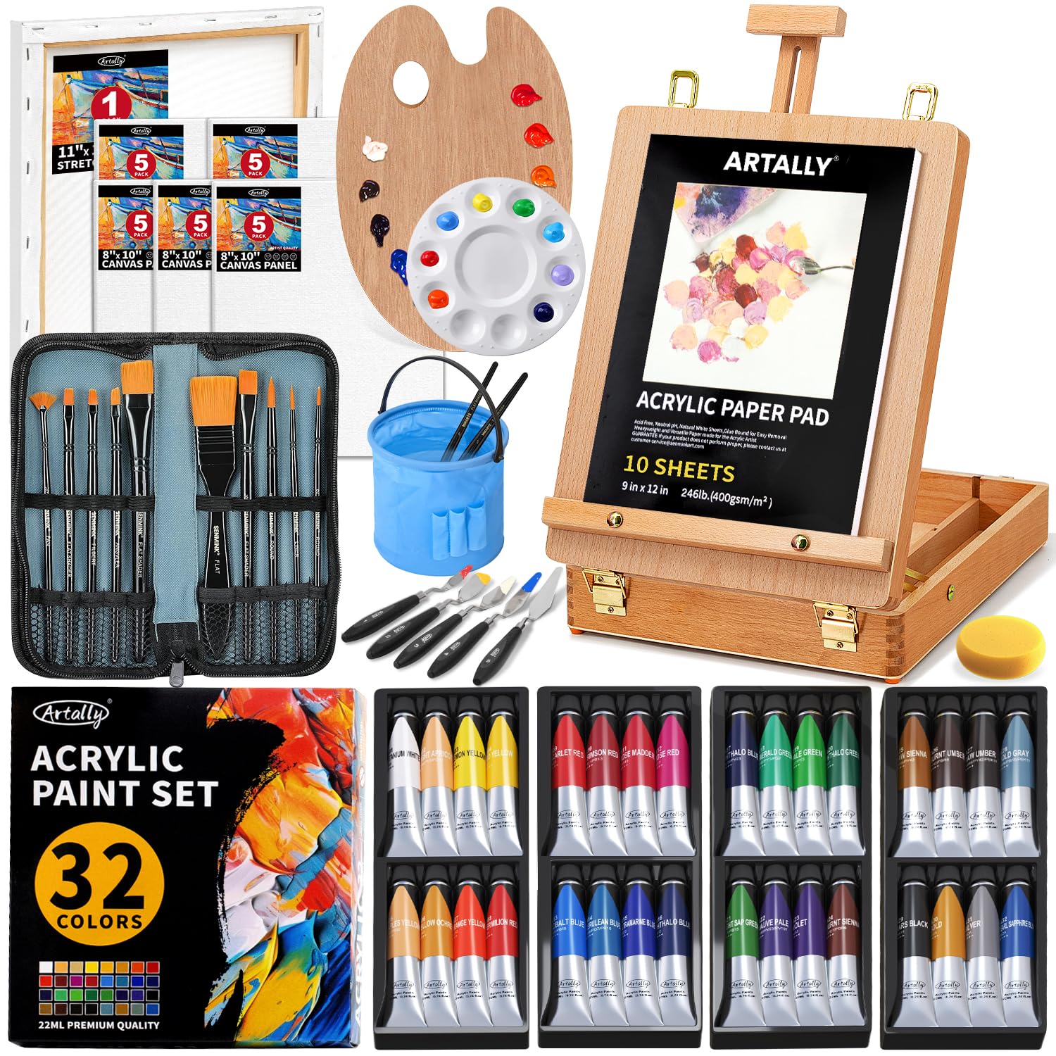 66 Piece Acrylic Painting Set With Table Easel, 32 Acrylic - View #6