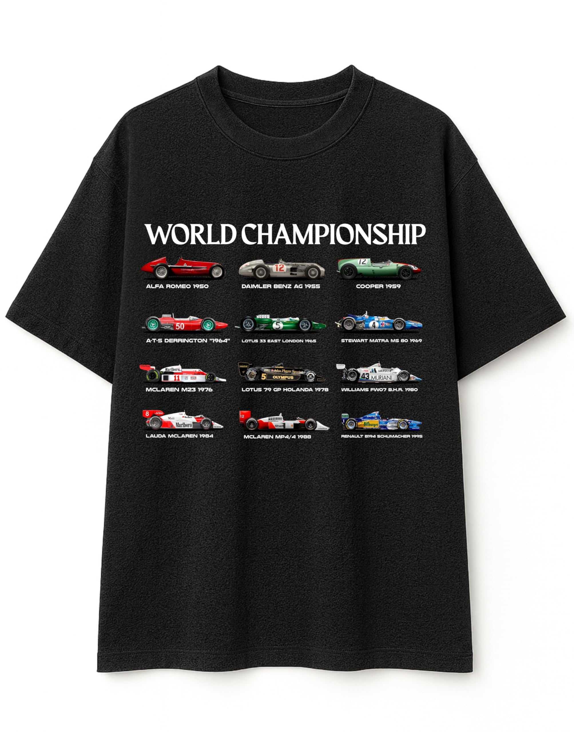 Men’s Oversized T-Shirt XS-XL | Retro World Championship Race Car Print Tee | Vintage F1 Racing Graphic Streetwear-picture-35
