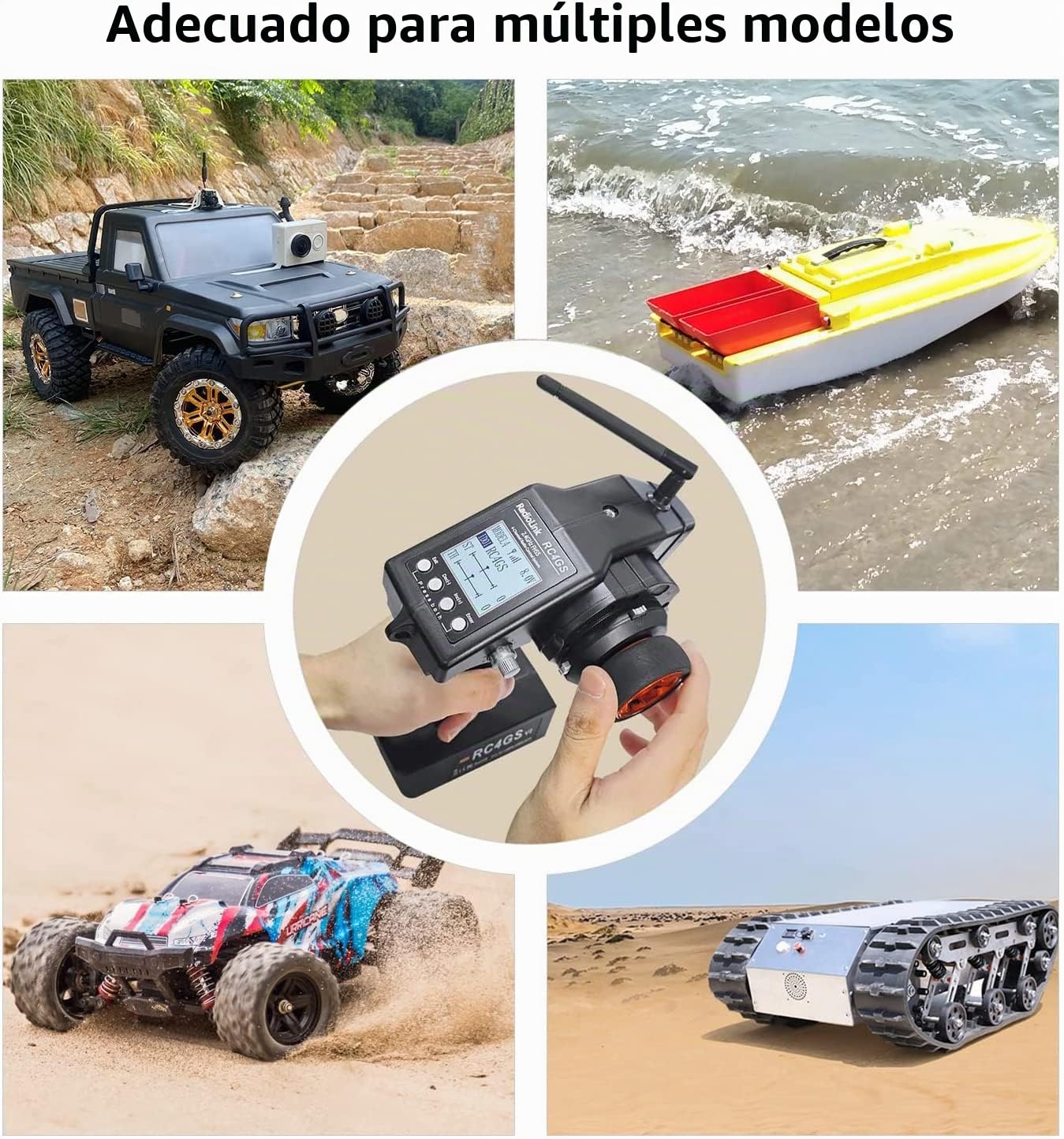 DTXMX RC4GS V2 - Transmisor RC de 4 canales con receptor giroscopio R6FG de 2.4 GHz, control remoto de superficie para pista, camión, coche, barco