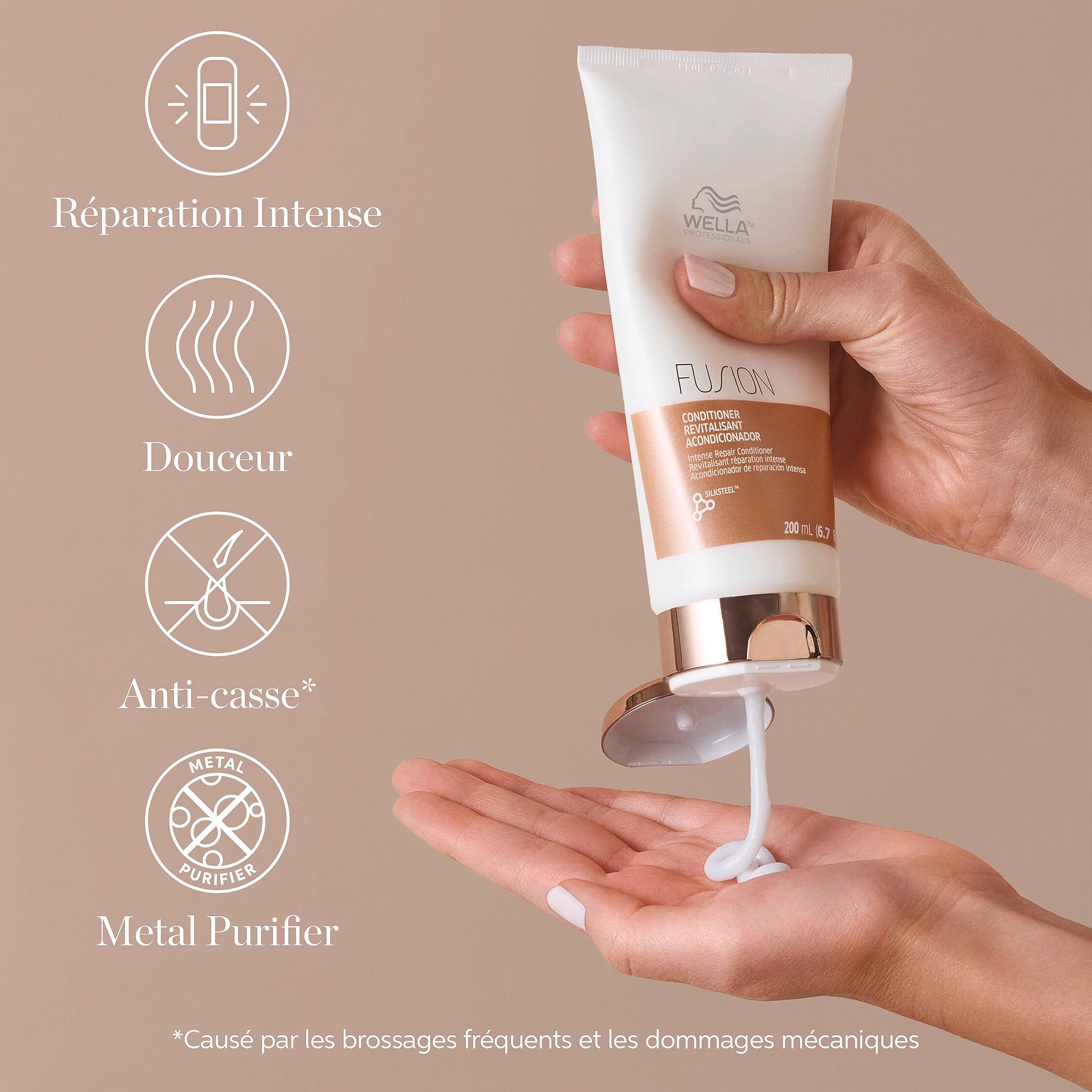 Wella Professionals Fusion Après-Shampoing Réparation Intense - Démêlant & Lissant pour Cheveux Abîmés - Apporte Brillance & Prévient la Casse (200ml)