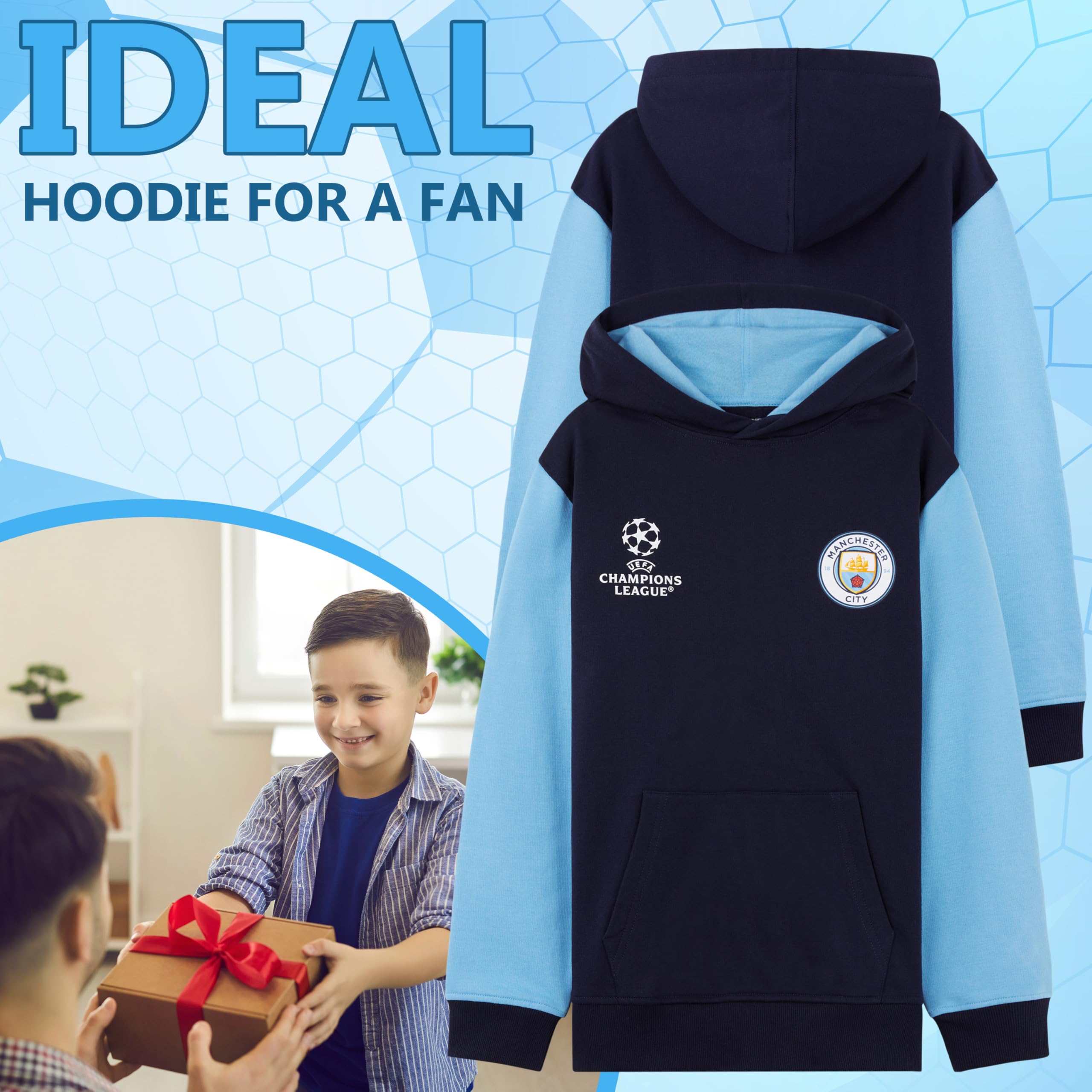 MANCHESTER CITY F.C. - Felpa con cappuccio per ragazzi e adolescenti, calda, idea regalo
