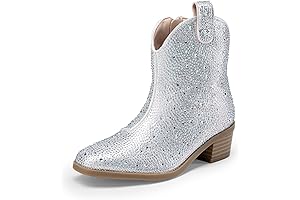 Girls Sparkly Cowgirl Cowboy Boots Ankle Low Heel Dress Booties