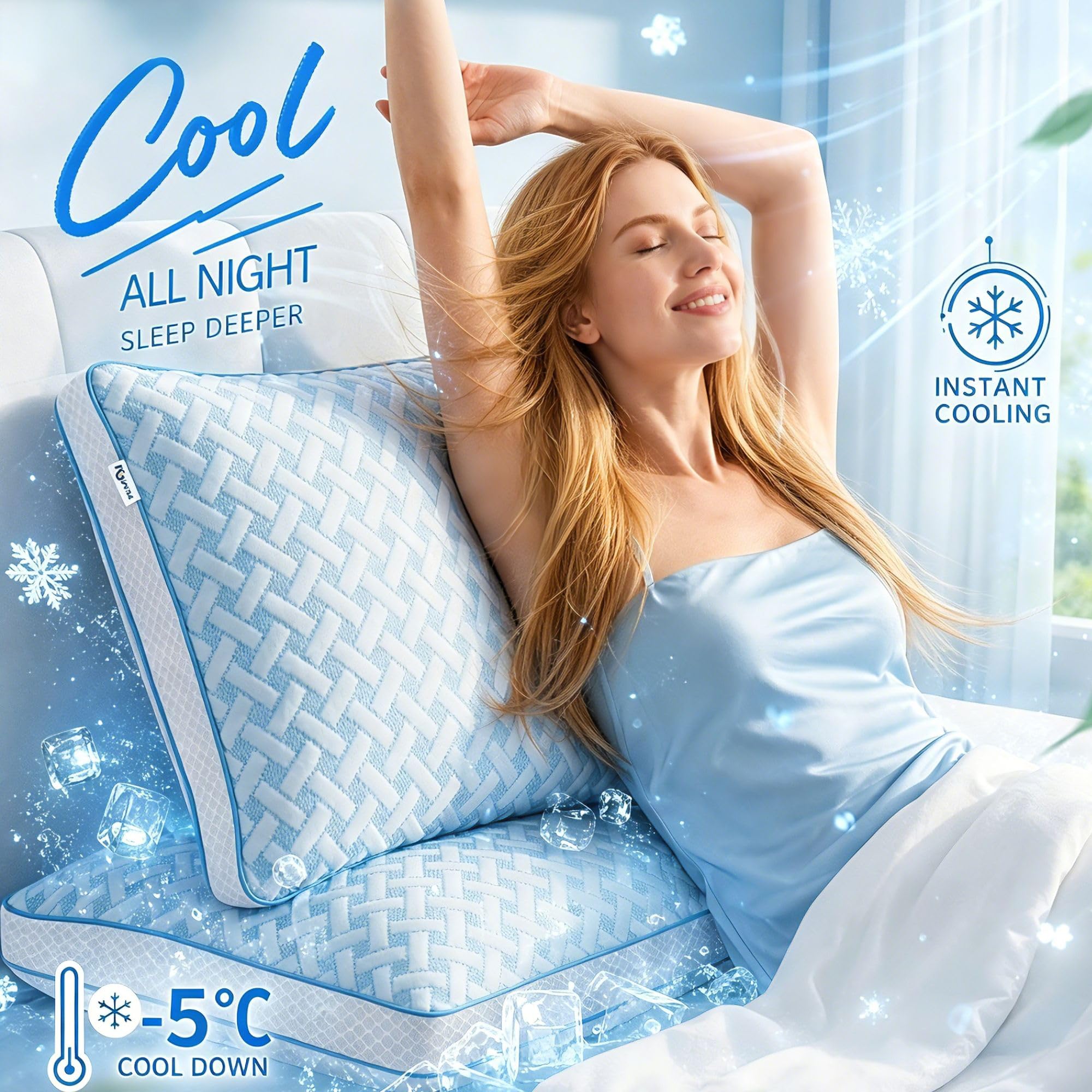 Set di 2 Cuscini Letto 40x80 cm, Cuscino Memory Foam Gel, Altezza Regolabile, Doppio Rivestimento Termoregolato, con Federa Rimovibile e Lavabile, Adatto a Tutte le Posizioni di Dormienza