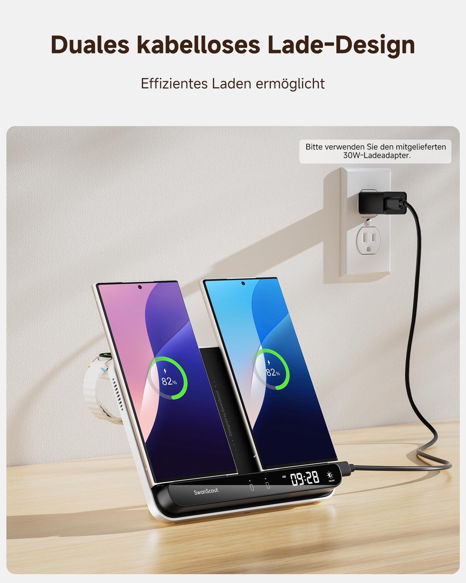 Doppelte Wireless Charger für Samsung Galaxy S25/S24/Z Flip/Z Fold/iPhone