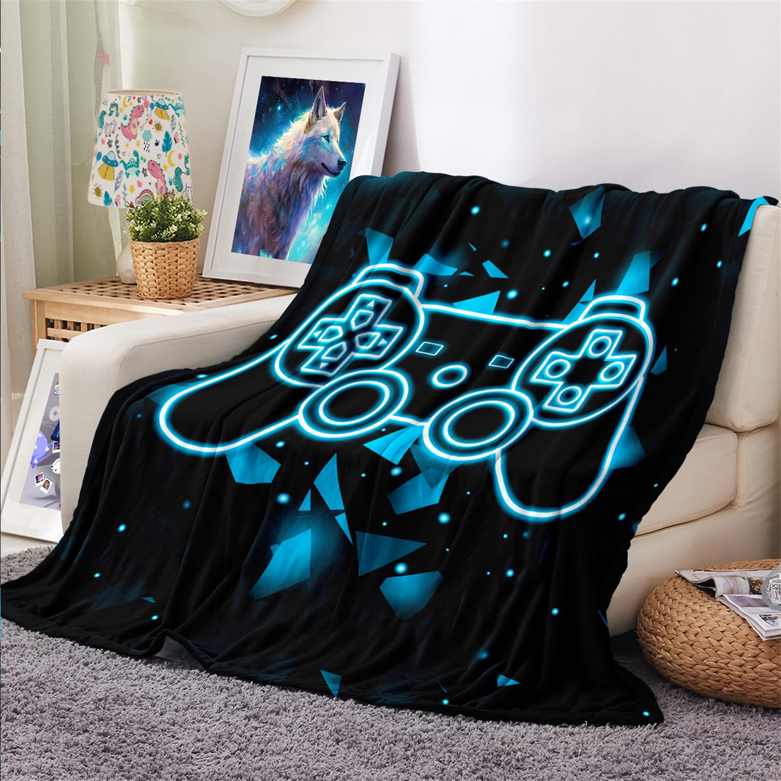 Couverture En Peluche Sherpa Jeux Vidéo - Manette De Jeu - Flanelle Douce Pour Ados Garçons Et Adultes - Homewish