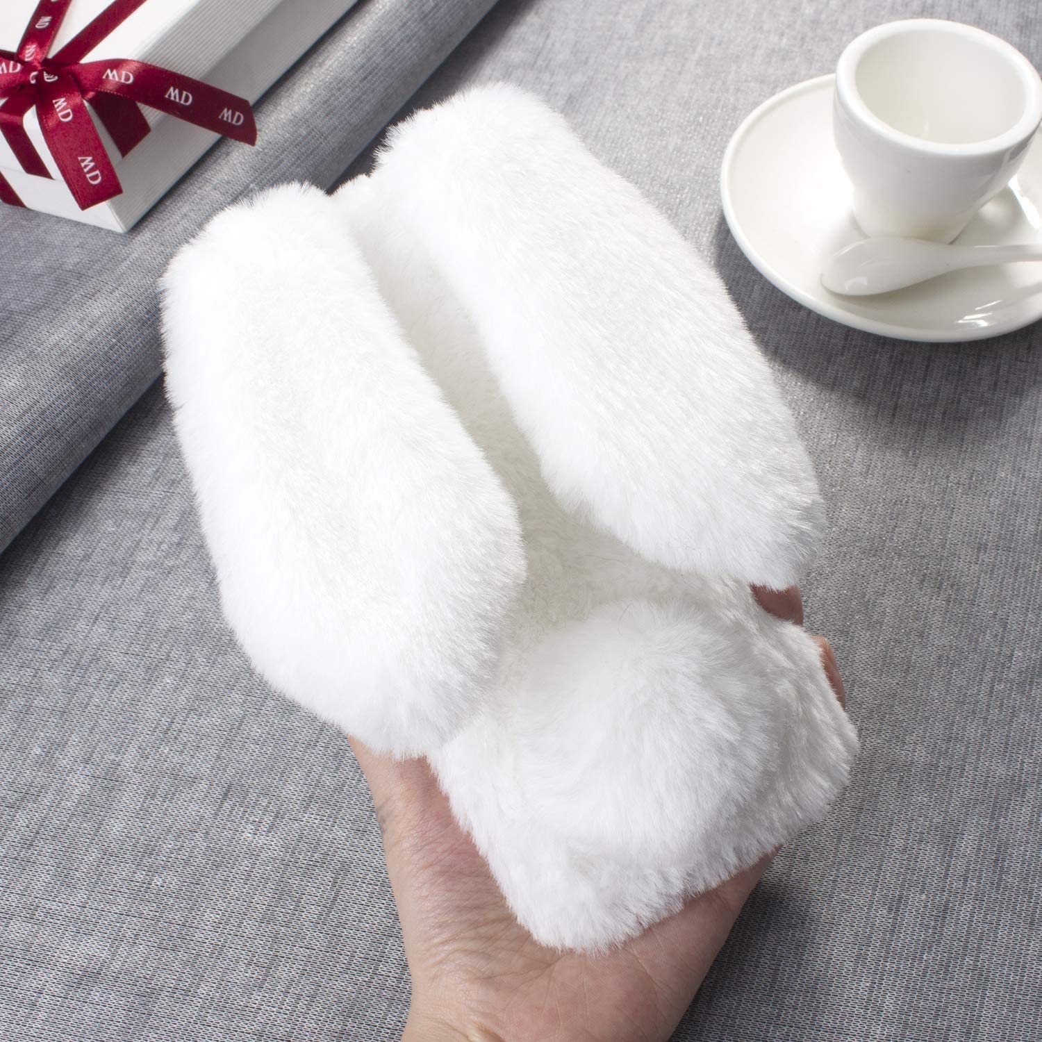 Custodia Coniglietto Kawaii Per Oppo A72/A73/A53 5G - Cover In Pelliccia Morbida Con Orecchie, Bianco - Foto 5