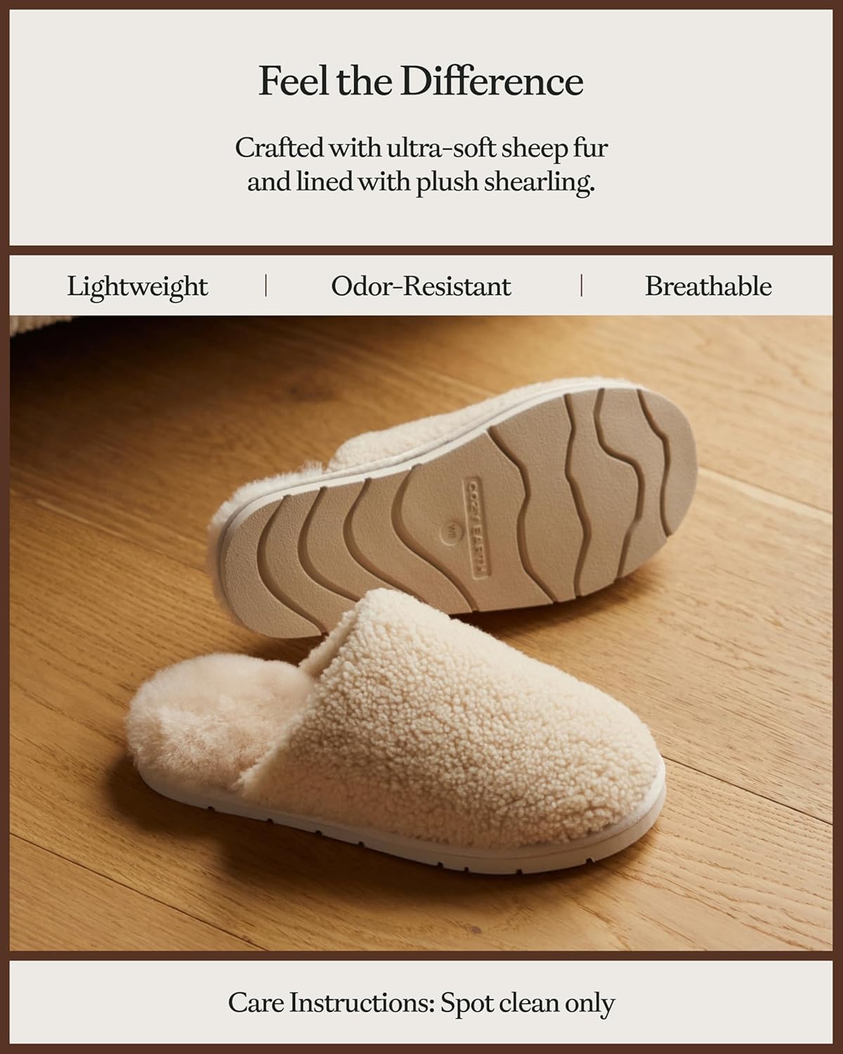 Cozy Earth Puffy Sheep Slippers - Women’s Shearling Fur House Slippers - Indoor Outdoor - Padded Footbed & Rubber Outsole - Image 5