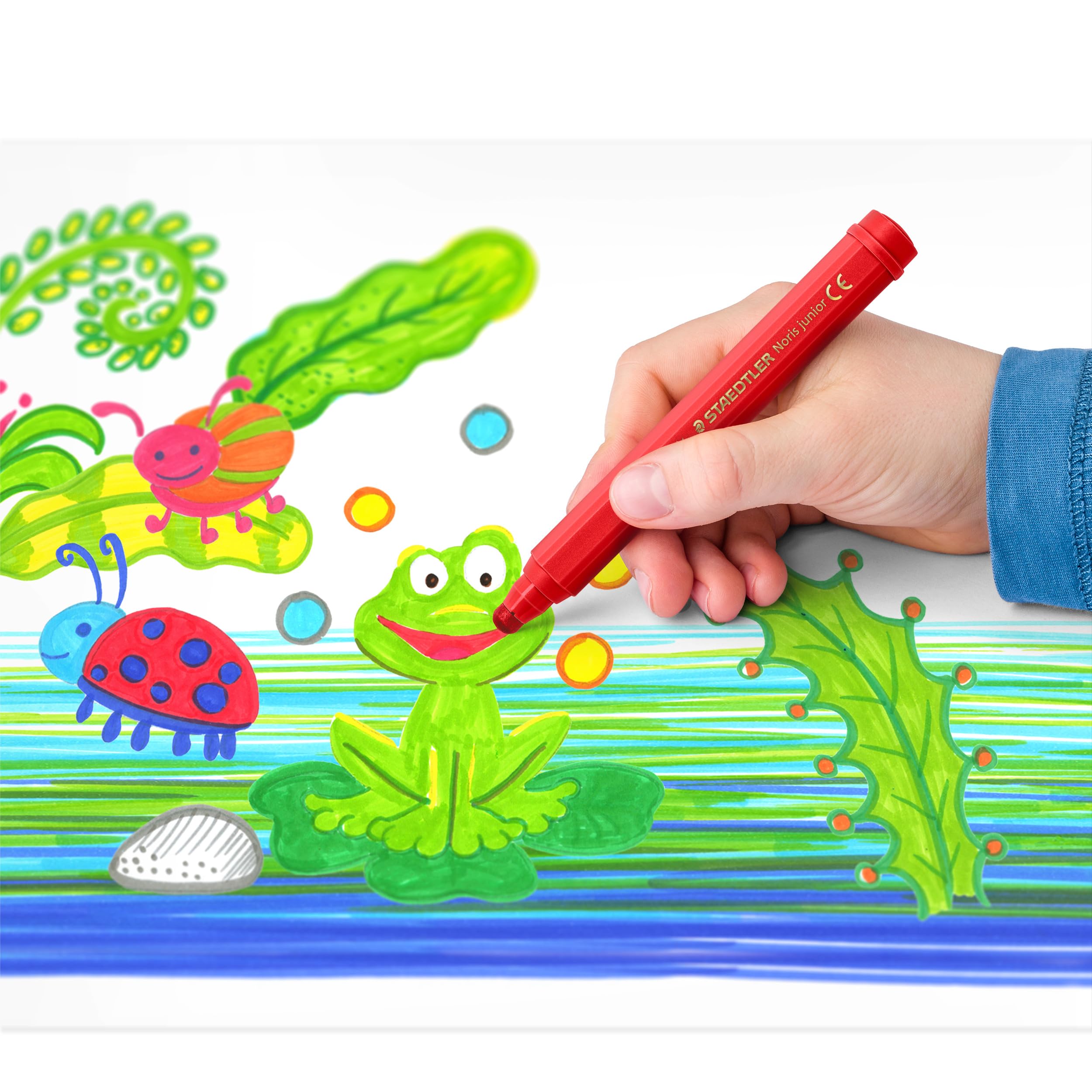 STAEDTLER 329 C12 Noris Junior Jumbo Fibre-Tip Pens For Toddlers Age 2+ - Assorted Colours (Pack of 12) - Image 4
