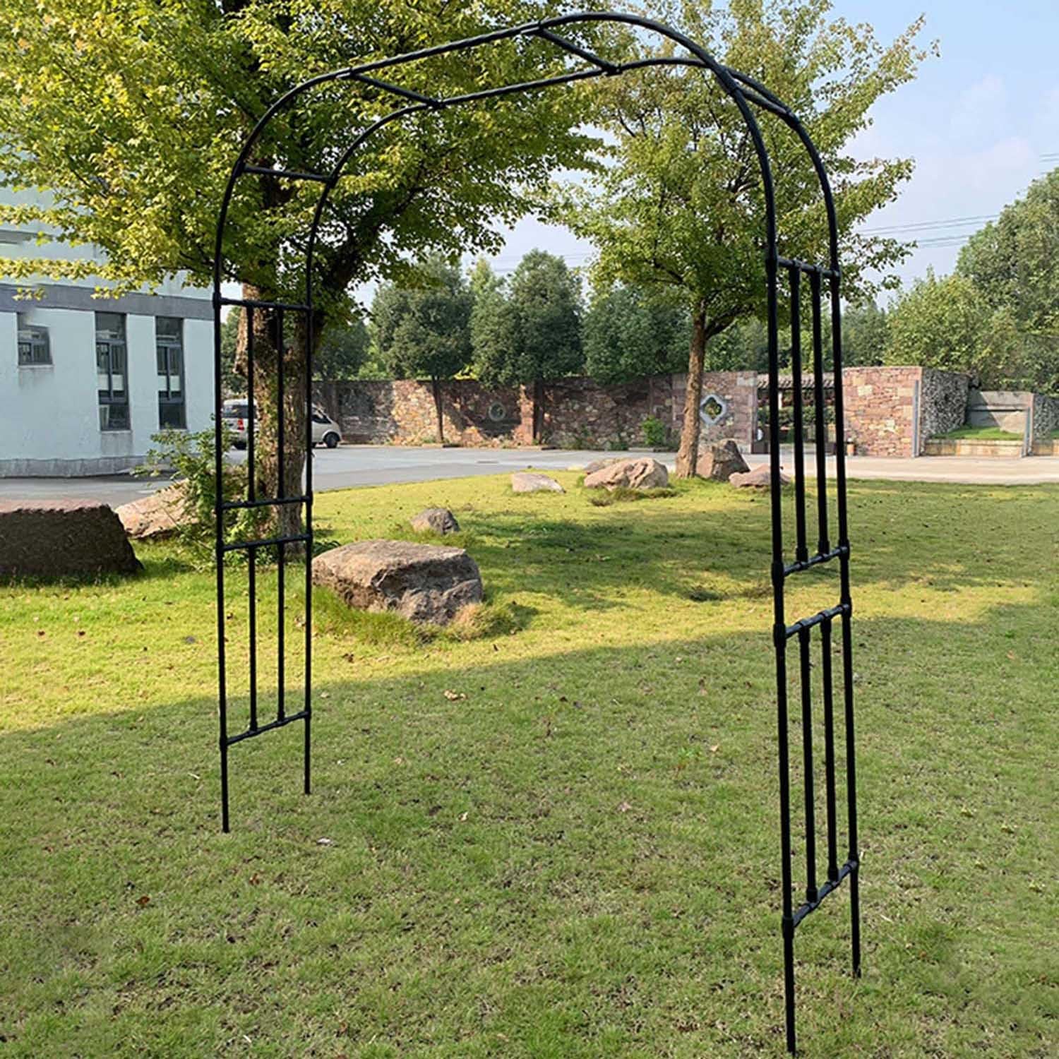 Arche de jardin en métal noir 2,40m pour plantes grimpantes et décorations