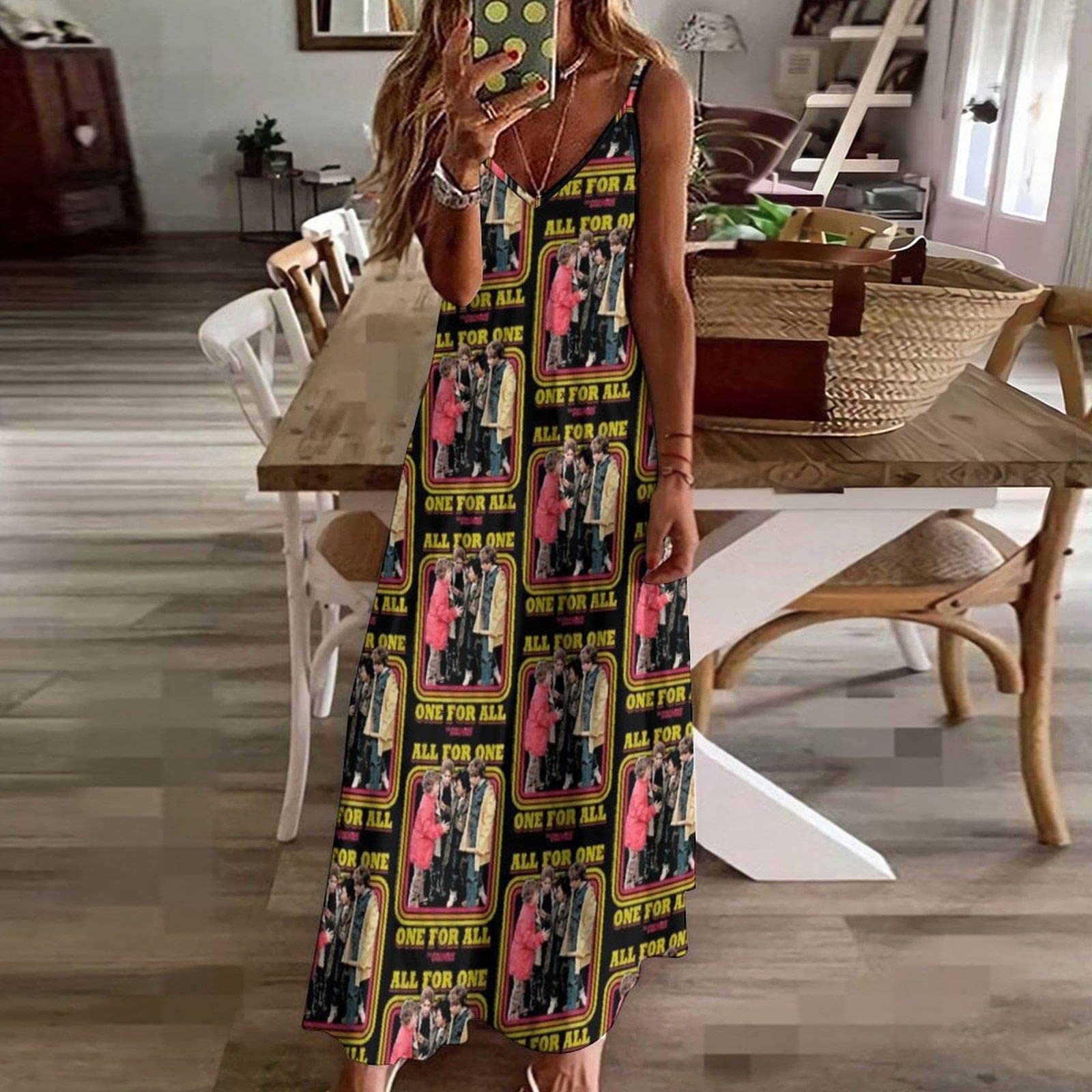 Vestito anni '80 Stampa Film Alla Moda Maxi Vestito Streetwear Boemia Abiti Lunghi Delle Donne Cinghia Elegante di Grandi Dimensioni 4XL