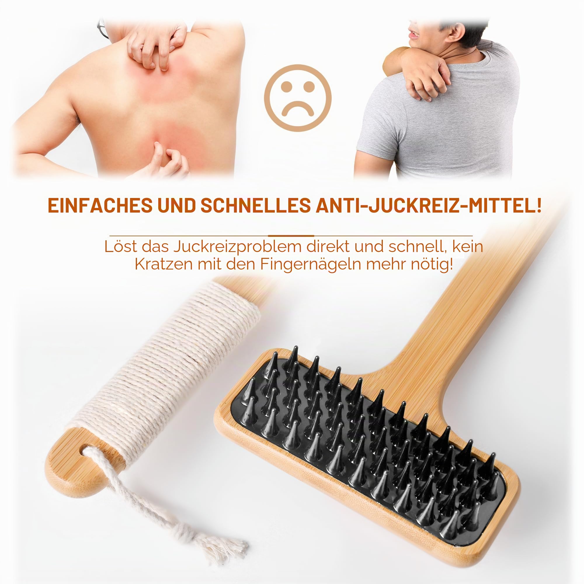 NURENDER Rückenkratzer Bambus, 55cm Extra Langer Griff Back Scratcher, Kratzhand Rückenkratzer, 2 in 1 Rückenmassagegerät und Körperkratzer für Erwachsene, Schwangerschaft, ältere Menschen