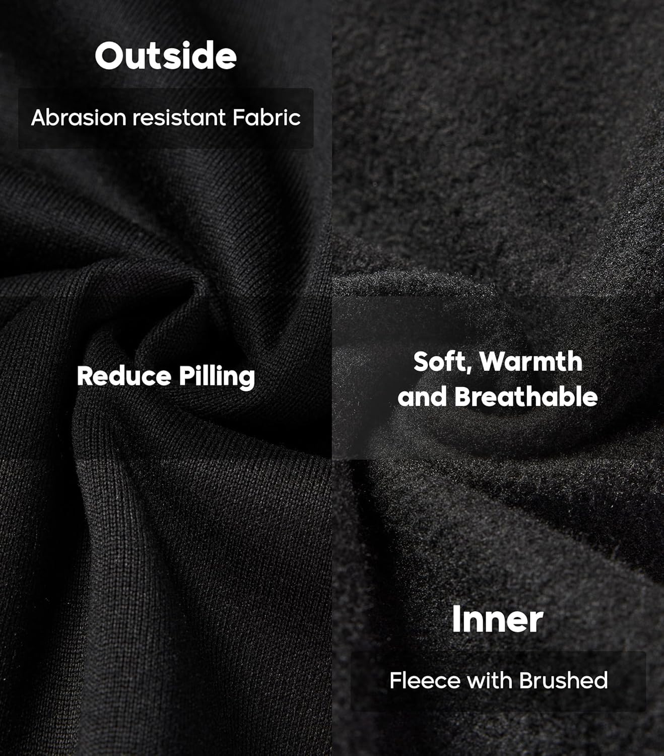 VPG Mens Black Hoodie, Oversized Graphic Plain Fleece Hooded Pullover Hooded Streetwear Sweatshirts with Pockets - Image 3