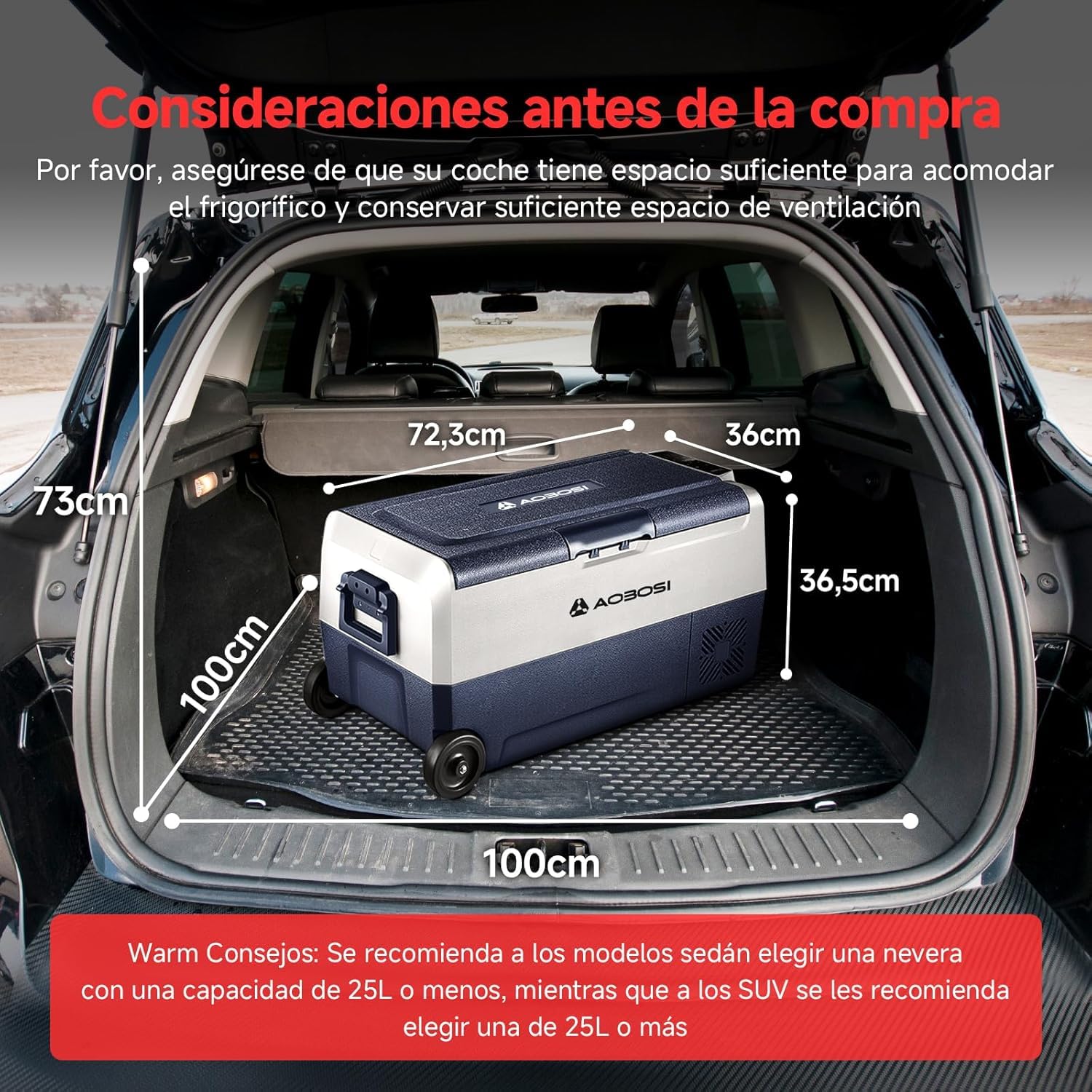AAOBOSI 36l Nevera Portatil con Ruedas, Nevera Compresor Doble Zona con APP y Puerto USB, Nevera Camping 20 °C a -20 °C, 12/24V DC,100-240V AC, para Hogar, Camping, Viajes, Coche, Barco y Autocaravana