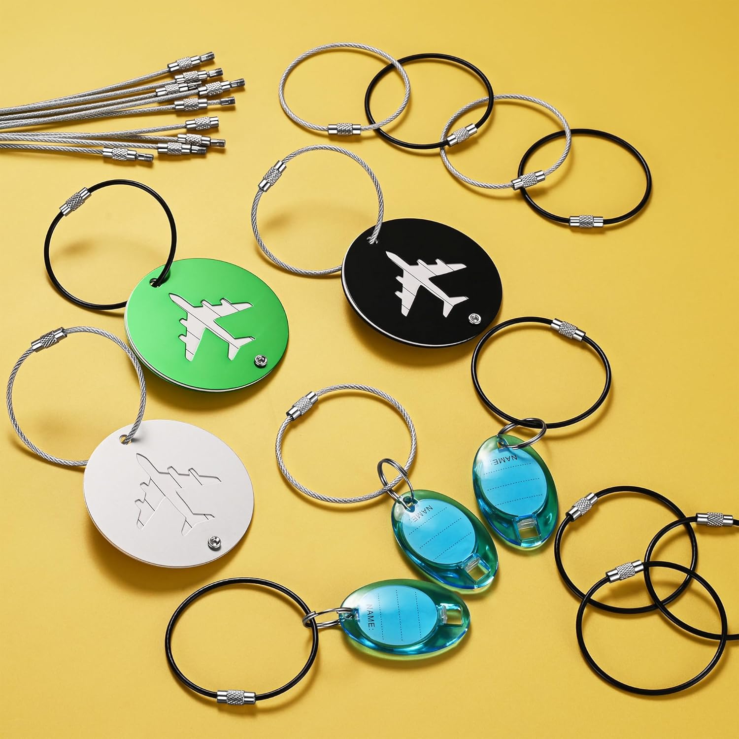 Steel Wire Keychain,Nylon Coated Metal Key Ring Cable,Luggage Tags Loops,2mm thick,Cable Length: 5.9 inches,Silver - Image 6