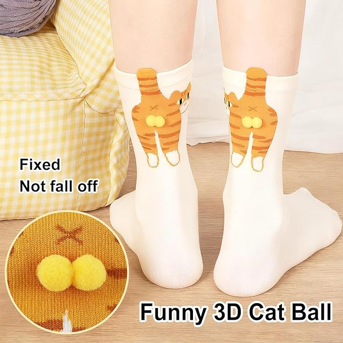 Calcetines de Gato 3D para Mujer, Algodón, Divertidos y Originales miniatura 4