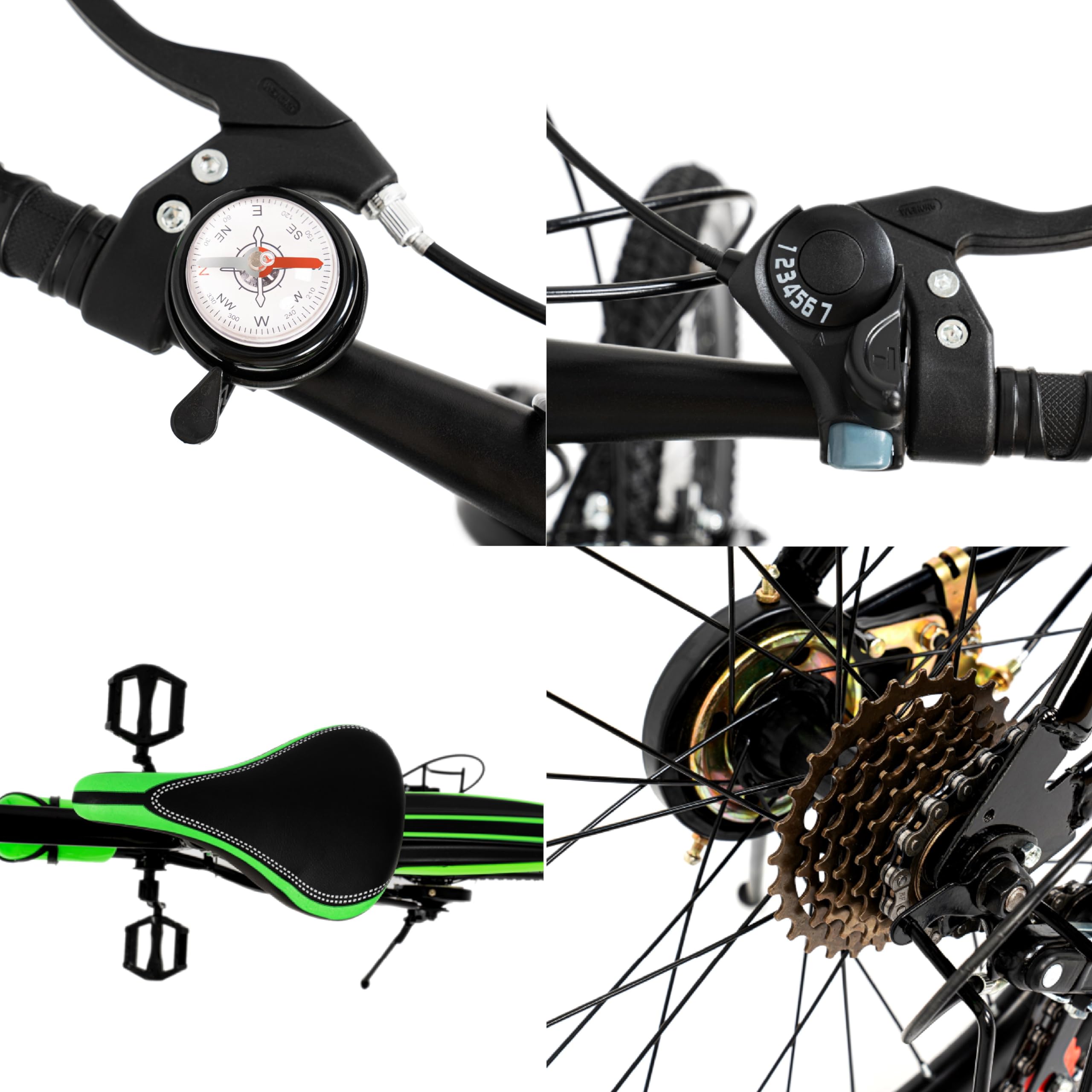 VTT 20 pouces en acier au carbone avec système de freinage, vélo de montagne de qualité supérieure avec support pour gobelet à eau et garde-boue, VTT pour homme et femme (charge maximale : 85 kg)