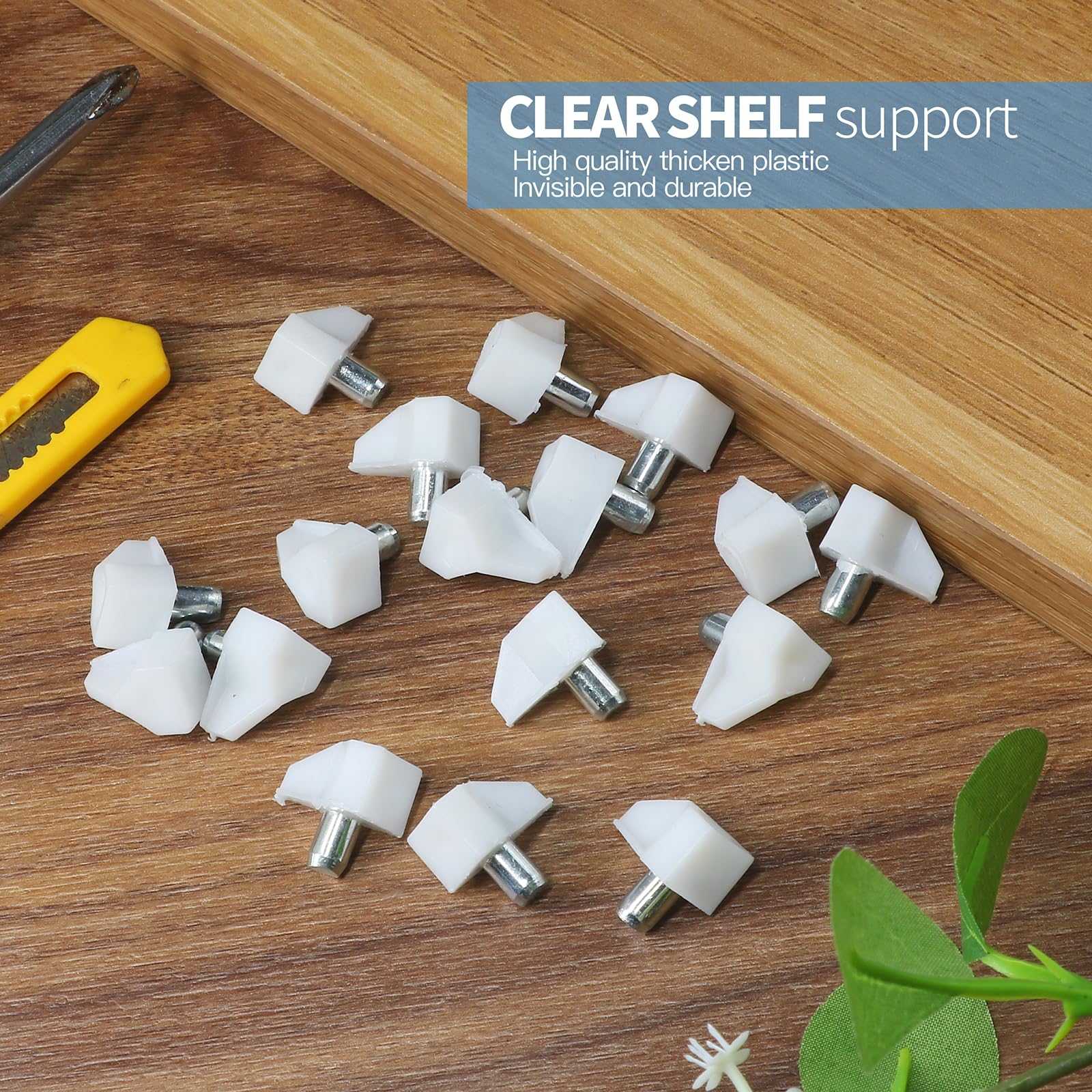 60pcs White Shelf Pegs, 5mm Plastic Shelf Pins Shelf Support Pins, Cabinet Shelf Clips Shelf Holder Pins for Bookcase Cabinets Shelves Cupboard — Amazon image 6