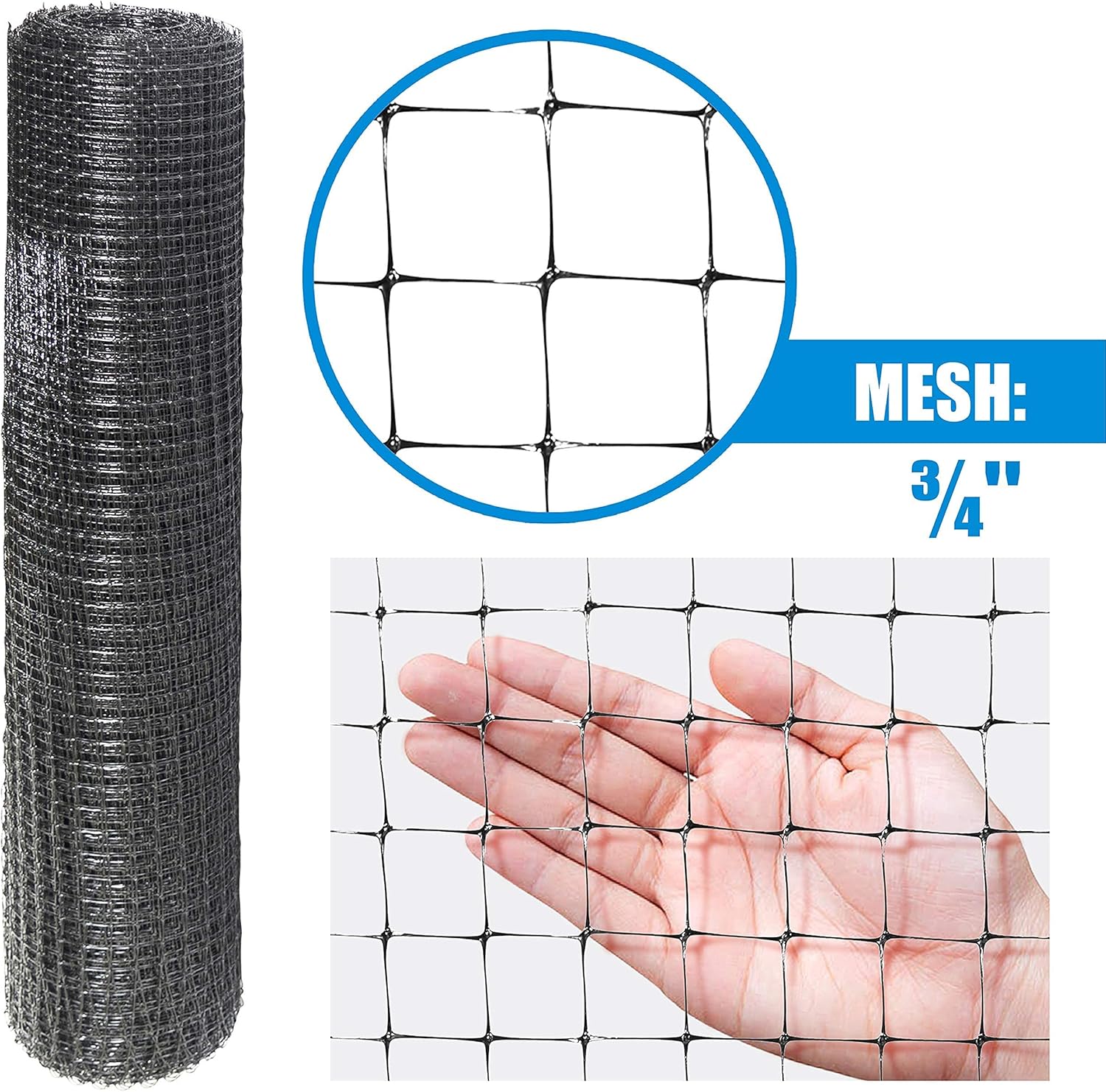 Fencer Wire 7 ft. x 100 ft. Garden & Plant Protective Netting with 3/4" Mesh, Reusable & Doesn't Tangle, Protection Against Bird, Deer and Other Animals, Multiple Choices Available