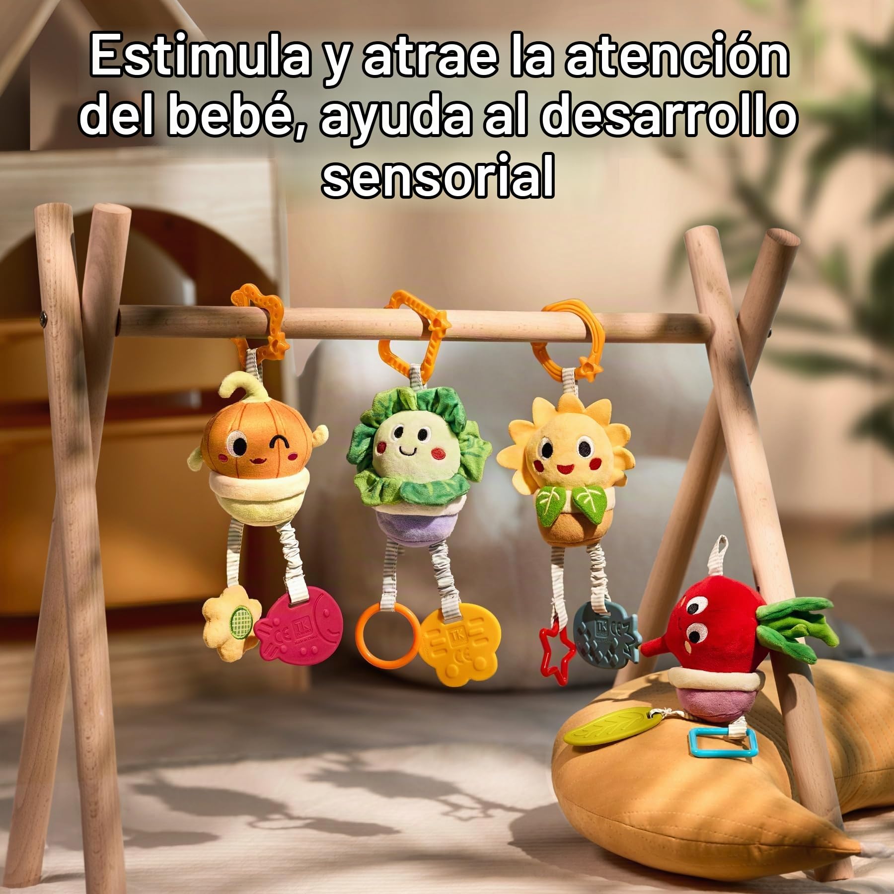 TUMAMA KIDS Juguetes Colgantes para Bebés 3 6 9 12 Meses, Colgantes para cochecitos de bebé,Sonajero recién Nacido, Planta de Peluche con Juguete de Agarre, Sonajeros Suaves Juguetes para Bebés