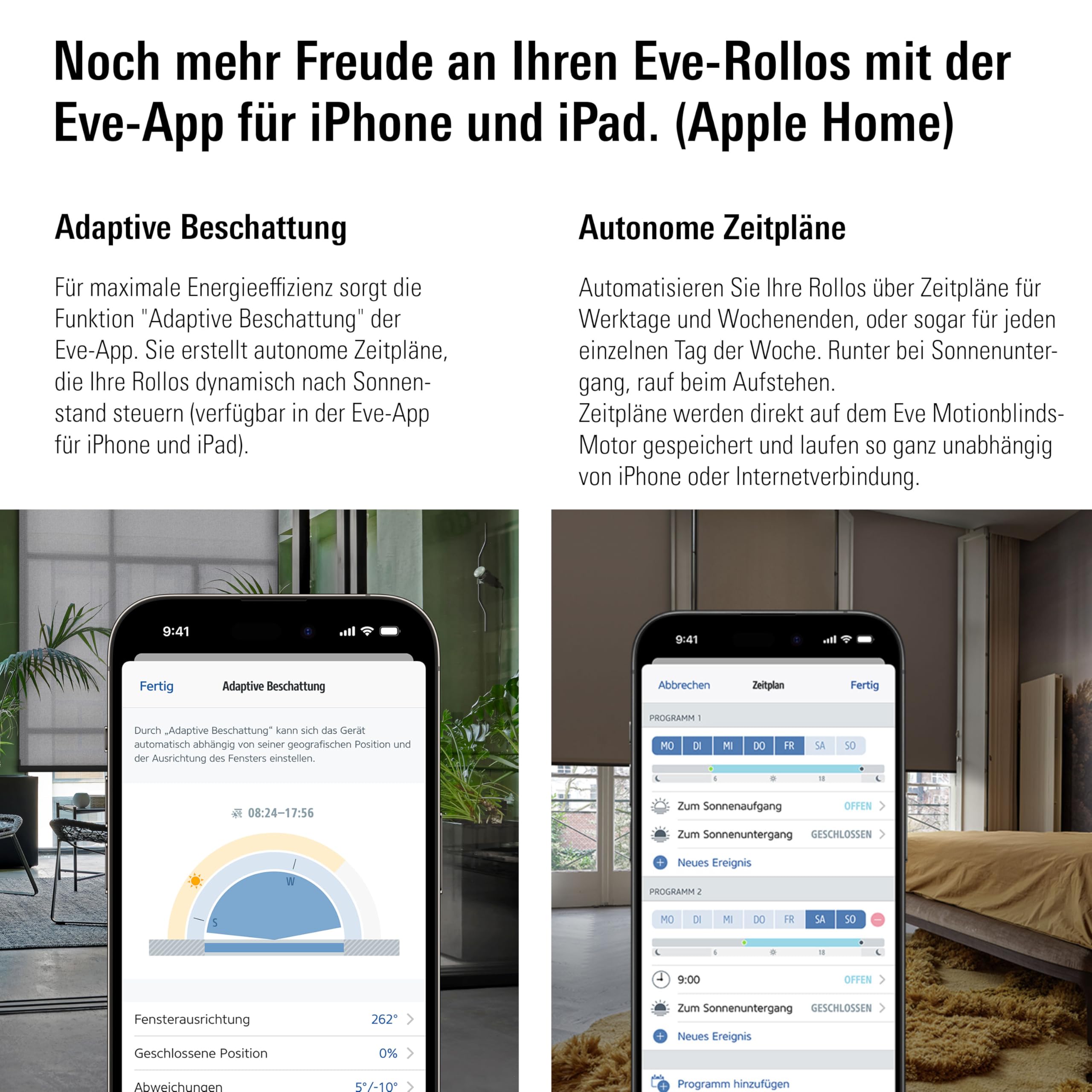 Eve Motionblinds Upgrade Kit (Matter) - Motor für kleine Rohrdurchmesser | macht bestehende Innenrollos smart (App-/Sprachsteuerung/Zeitplan), für Alexa/Apple/Home Assistant/SmartThings/Google