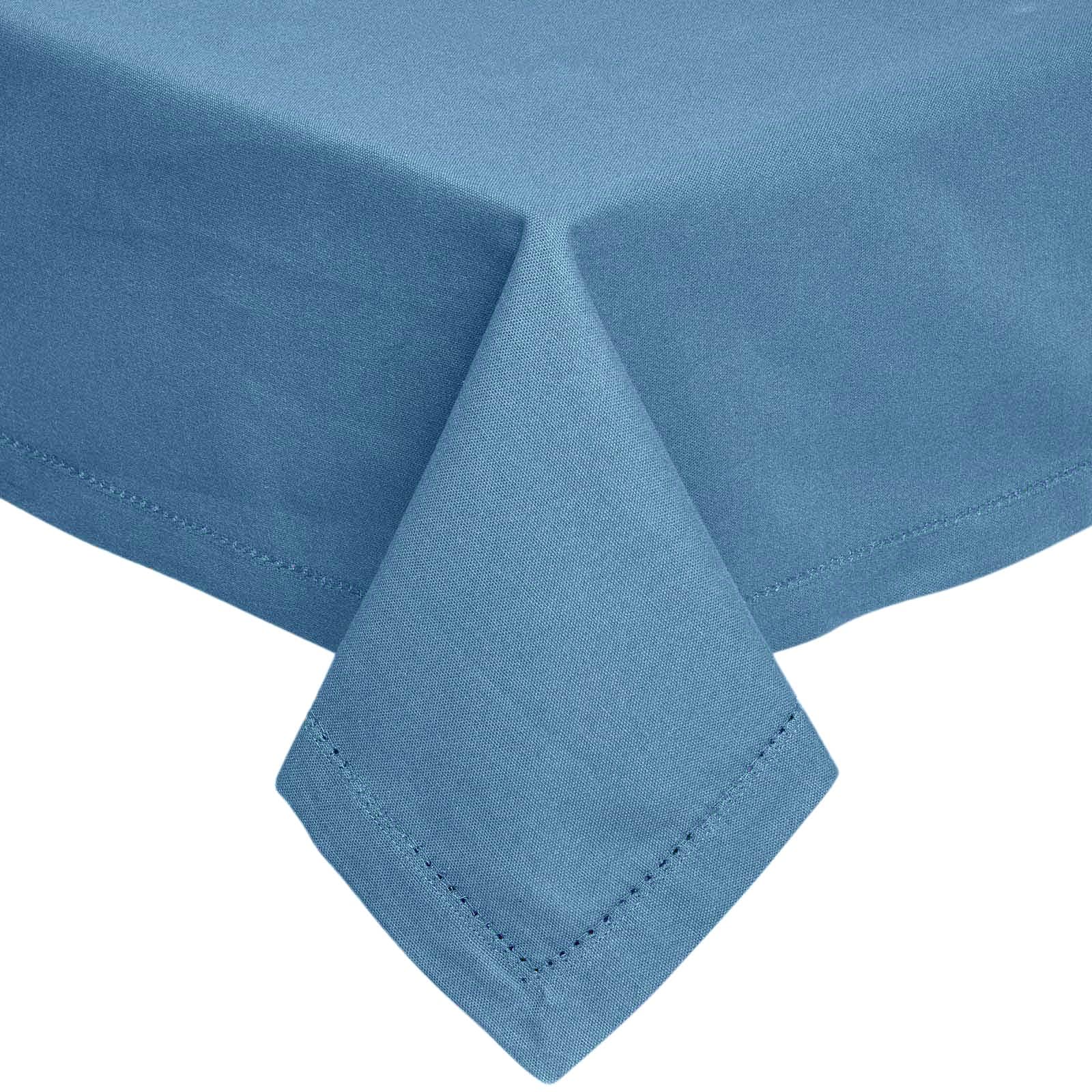 Homescapes Plain Cotton Tablecloth, 137cm x 137cm in Mid Blue