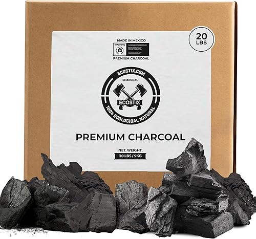 Miniatura 1 de Carbón de leña dura 100% totalmente natural, súper premium, quema más caliente, más largo y limpio, trozos grandes, calidad de restaurante, 20 libras