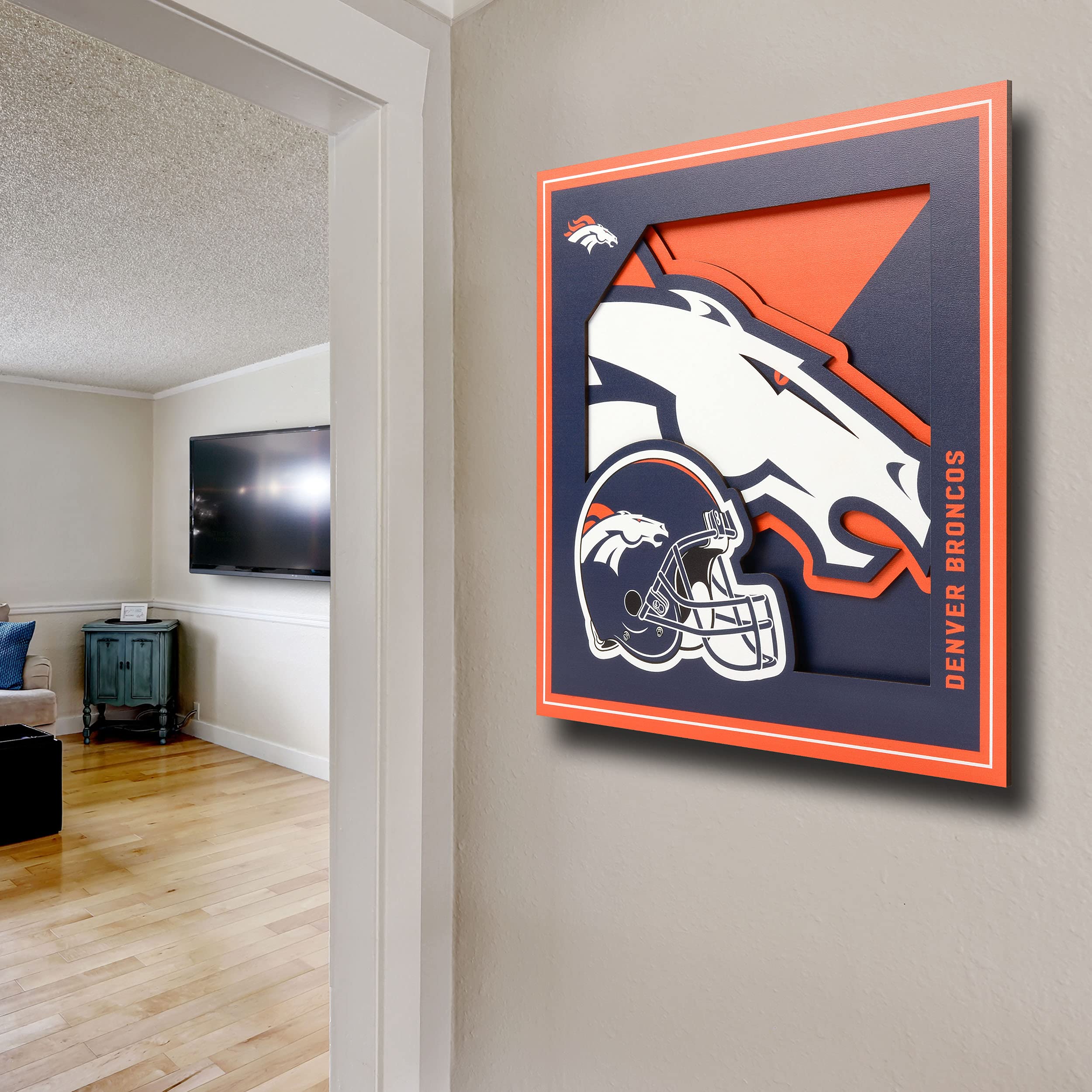 YouTheFan NFL Denver Broncos 3D-Logo-Serie, Wandkunst, 30,5 x 30,5 cm