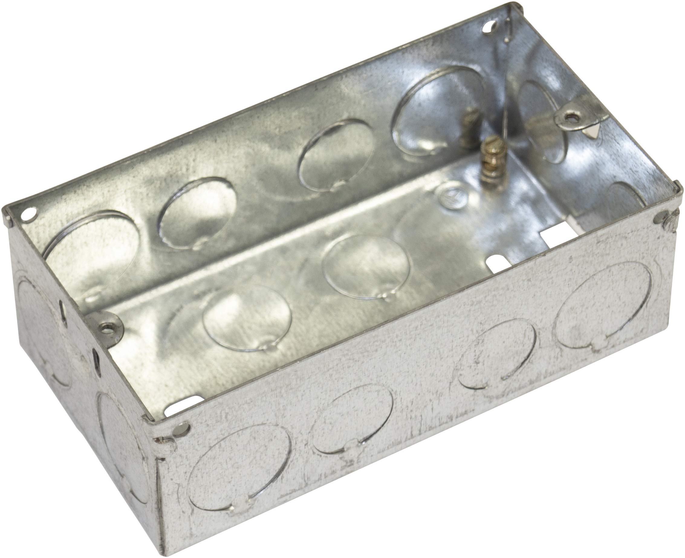 Eagle Two Gang Zinc Plated Metal Back Box. 47mm