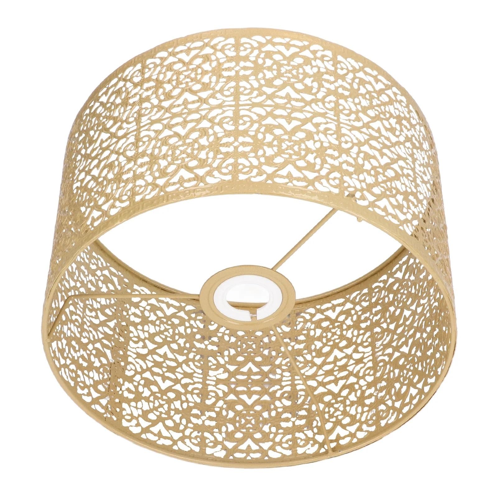 Metal Lamp Cover Lamp Shade Hollow Out Metal Lampshade E27 E14 Universal Use Good Heat Dissipation Exquisite Cover for Bedroom Balcony(Gold)