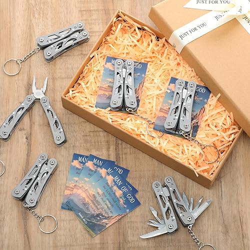 Miniatura 6 de Juego de 6 regalos de iglesia para el hombre de Dios, alicates multiherramienta a granel, alicates de acero inoxidable con tarjetas del hombre de