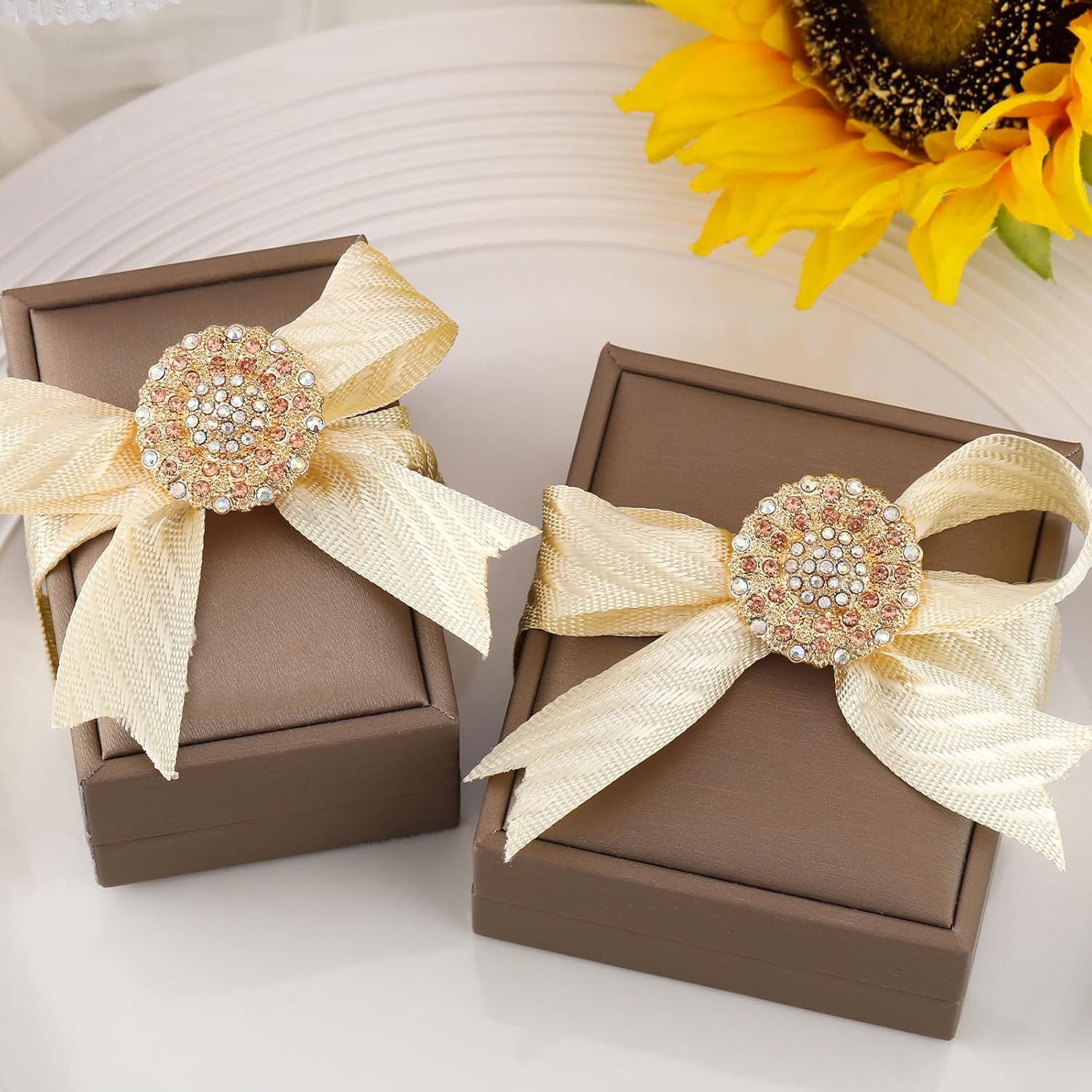 2 Pcs Rhinestone Buttons, Crystal Embellishments Buttons for Clothing Jewelry Making DIY Decoration Bottons for Sewing Crafts Wedding Bridal (Peach Colored Diamonds) - Image 6