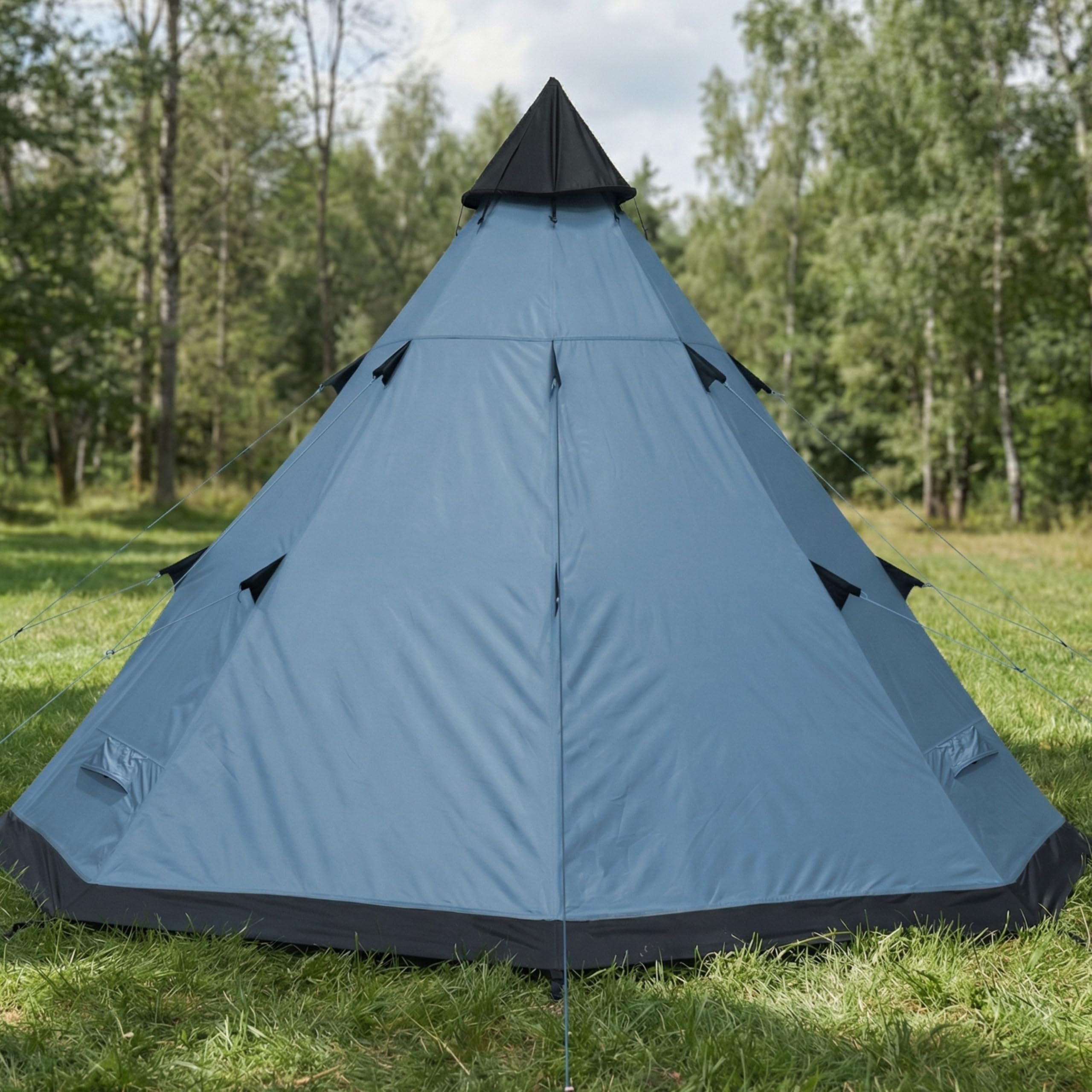 yourGEAR Tent Lido 290 - Tente de tipi pour 3 Personnes Sol Cousu moustiquaire Hauteur Libre étanche 5000 mm Gris Bleu