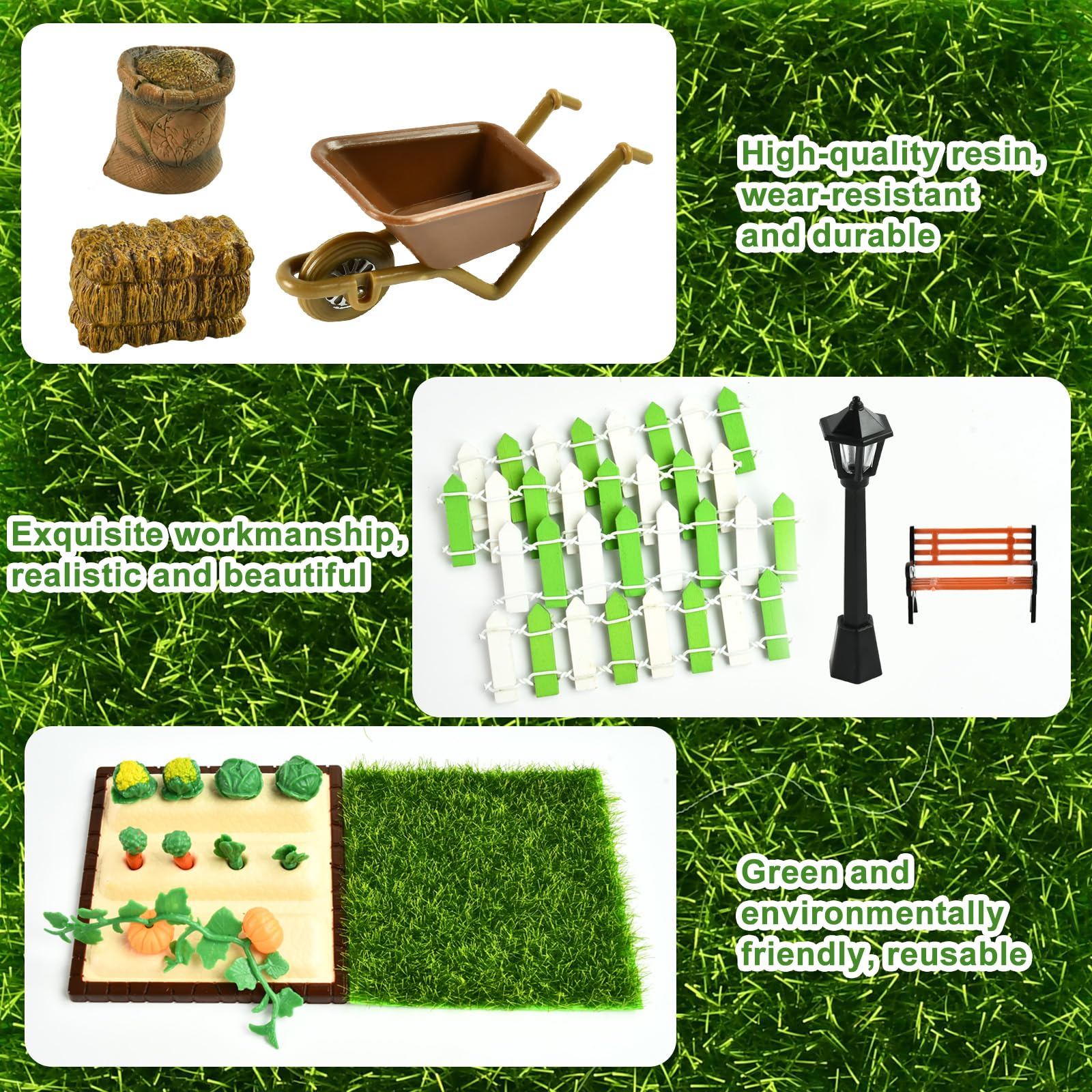 6-teiliges Miniatur-Gartenzubehör 1:12 – Mit LED-Lagerfeuer, Holzwagen & Heuballen Für Puppenhäuser
