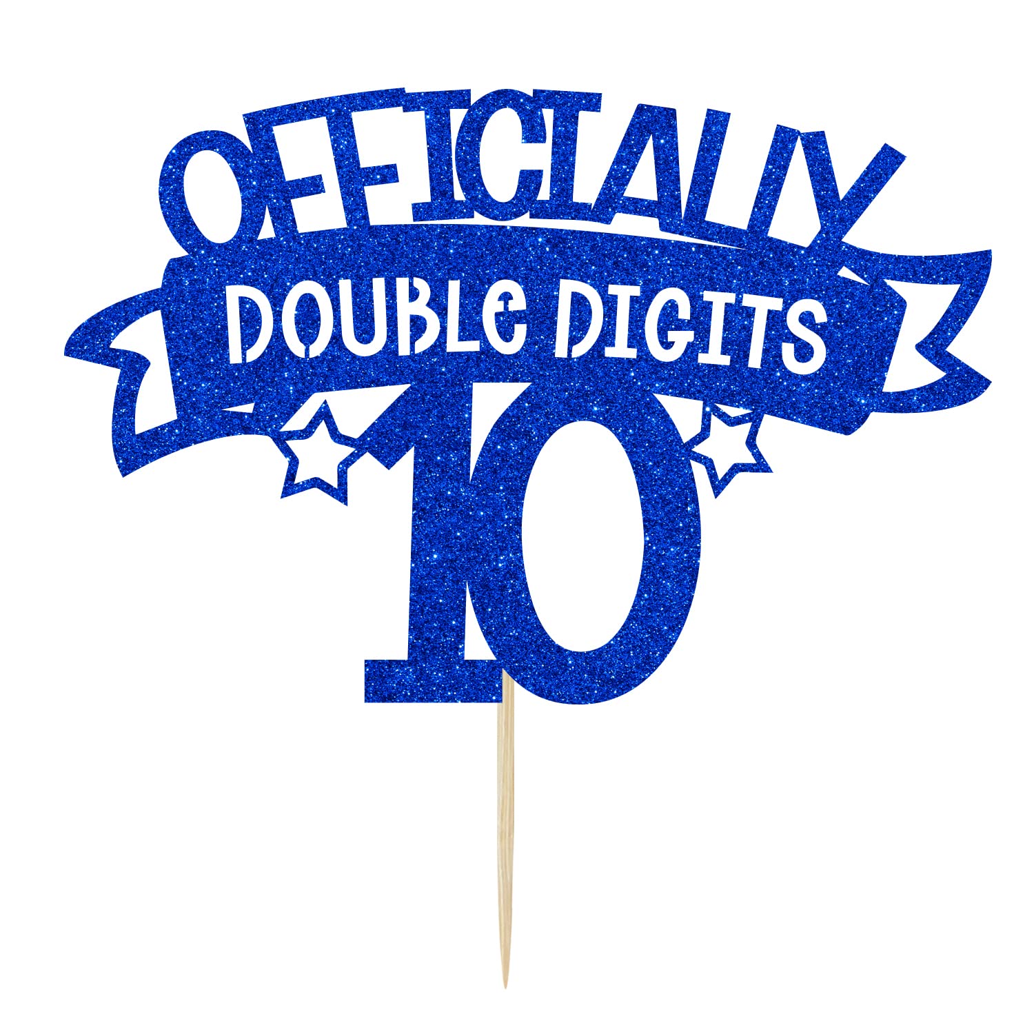 Out Single Digits I'm 10 Banner - 10. Geburtstag Dekoration Für Jungen - Blauer Glitzer