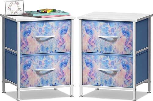 Miniatura 14 de Sorbus - Mesita de noche con 2 cajones - Mueble de noche para niños, mesa auxiliar, estructura de acero, parte superior de madera y contenedores de