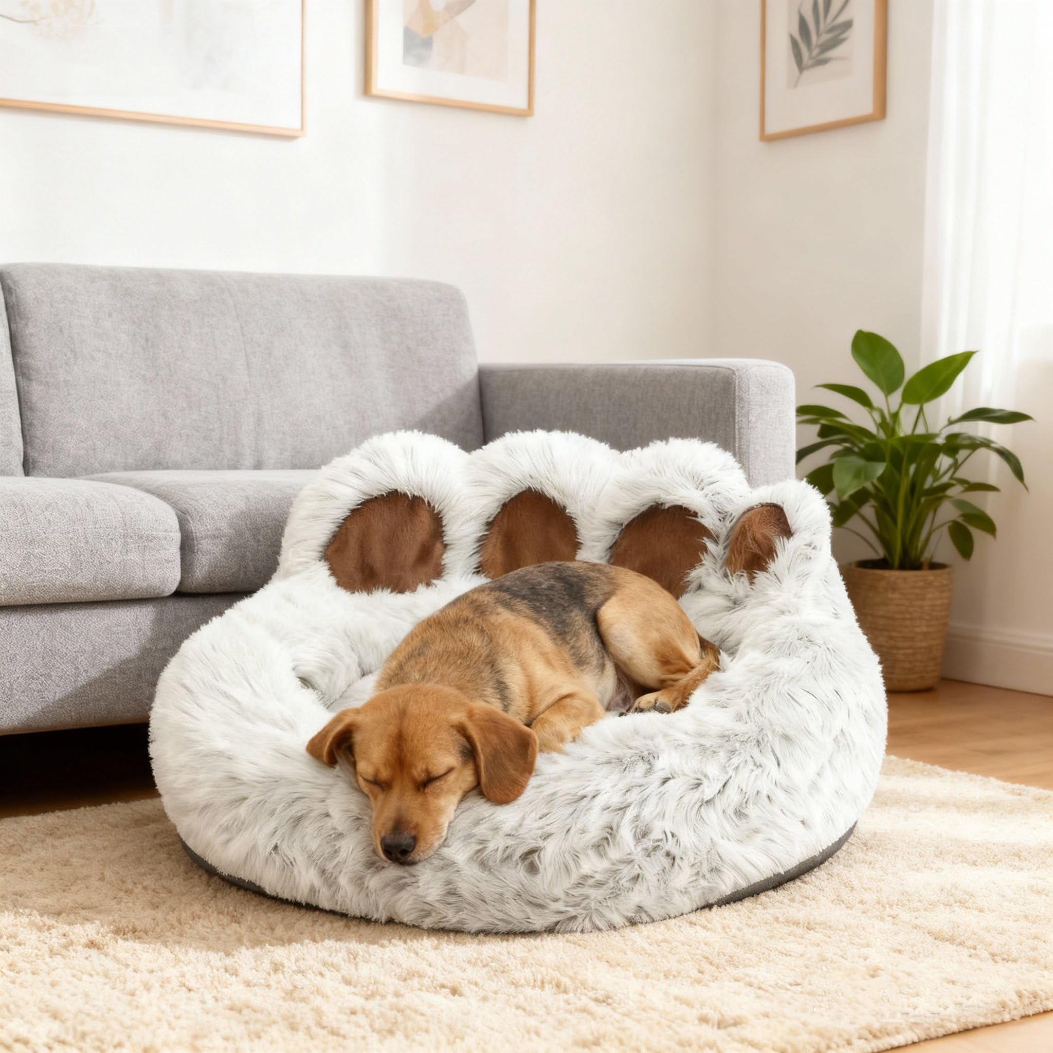 SHJOEE 60cm Pluizig Huisdierbed Donzig Hondenbed Kalmerend Kattenbed Wasbaar Kattenmand winter Huisdier Slaapkussen warm Anti-Slip Hondenmand voor Kleine en Middelgrote Honden