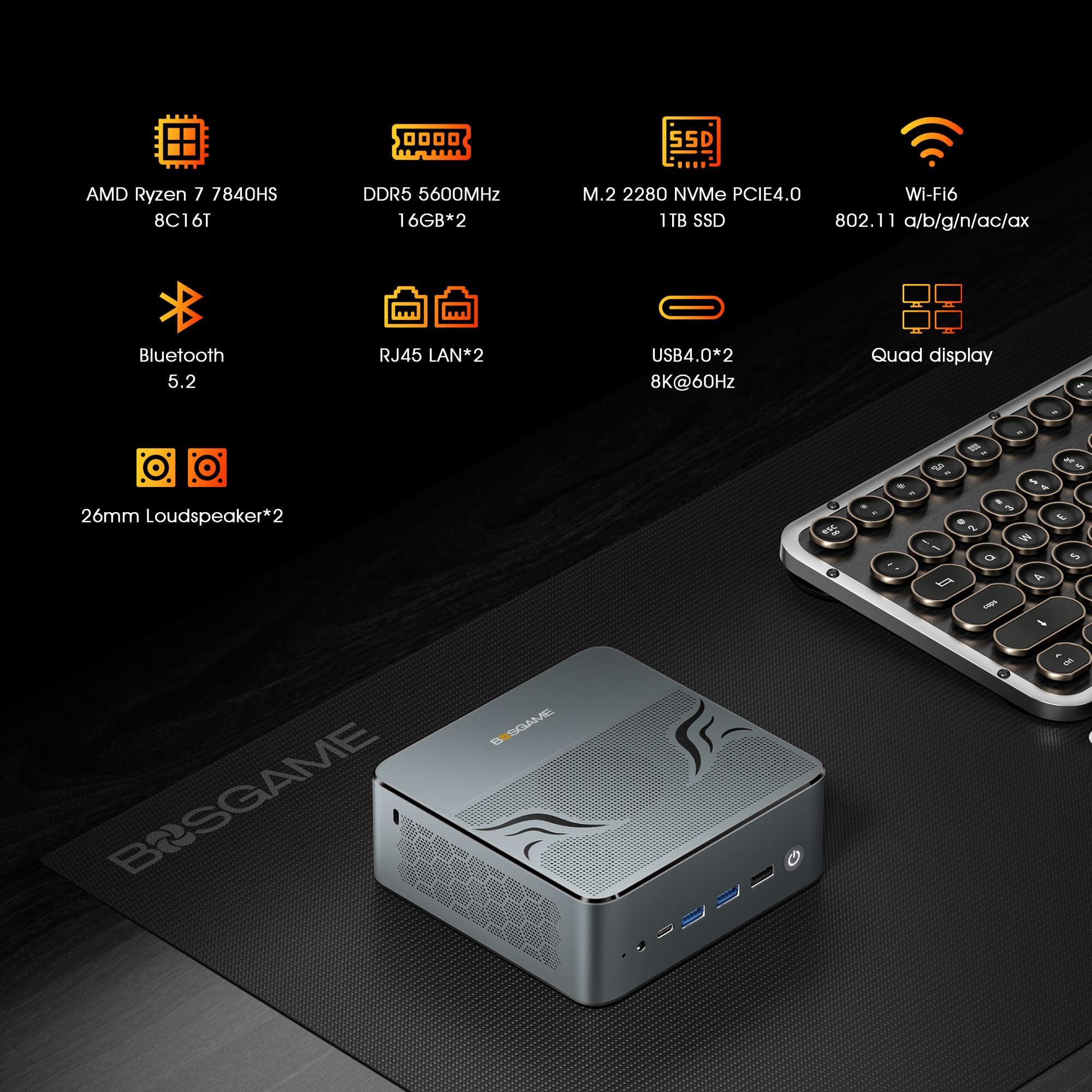 509690 BOSGAME M2 ミニPC Ryzen 9 7940HS Amazon.co.jp: BOSGAME M2 ミニPC Ryzen 9 7940HS 32GB DDR5 1TB