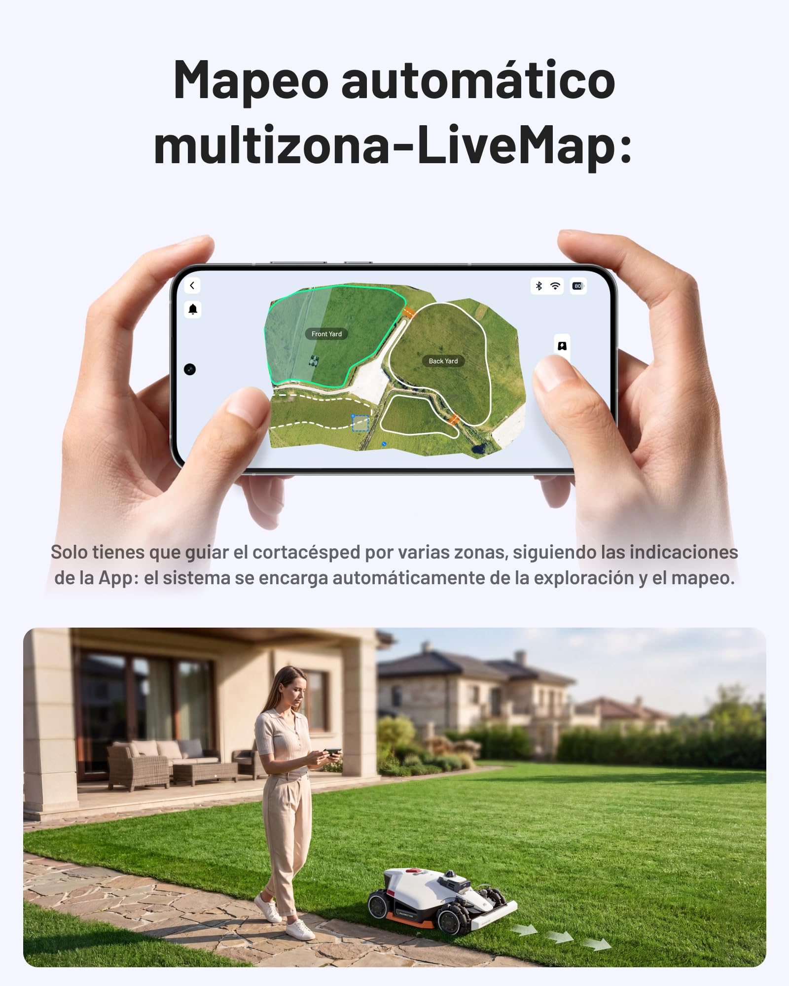MAMMOTION LUBA 3 AWD 1500 Robot Cortacésped con Soporte de Lavadero | LiDAR+Visión AI de Doble Cámara de 360°, Tracción Total para Pendientes del 80%, Gestión Multizona, Altura de Corte 25-70mm
