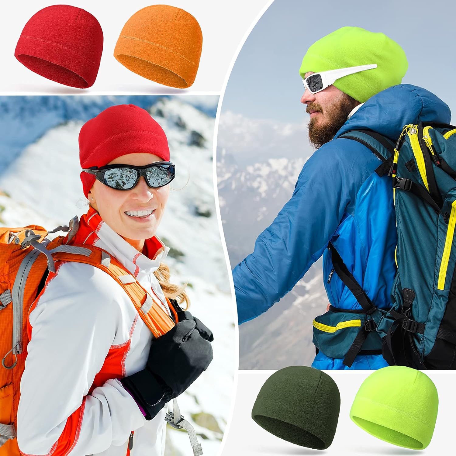 SATINIOR 14 Pieces Fleece Beanie Men Skull Cap Fleece Watch Hat Army Tactical Winter Warm Beanie for Running Skiing Cycling Outdoor Sports, 14 Colors - Image 7