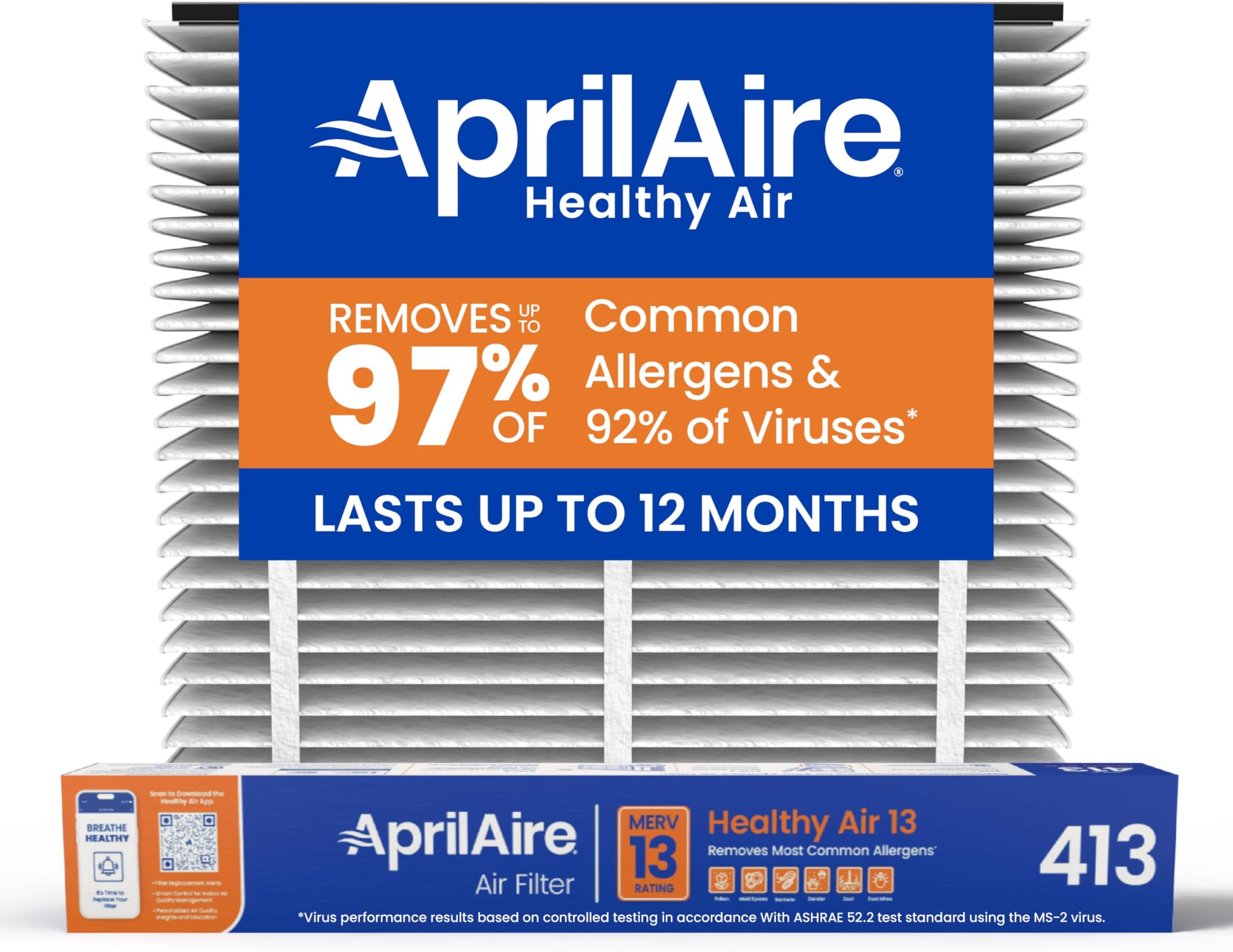 Aprilaire - 413 A1 413 Replacement Air Filter for Whole Home Air Purifiers, Healthy Home Allergy Filter, MERV 13 (Pack of 1)