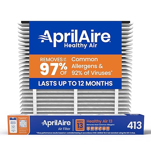 AprilAire 413 Replacement Filter for AprilAire Whole House Air Purifiers - MERV 13, Healthy Home, 16x25x4 Air Filter (Pack of 1)