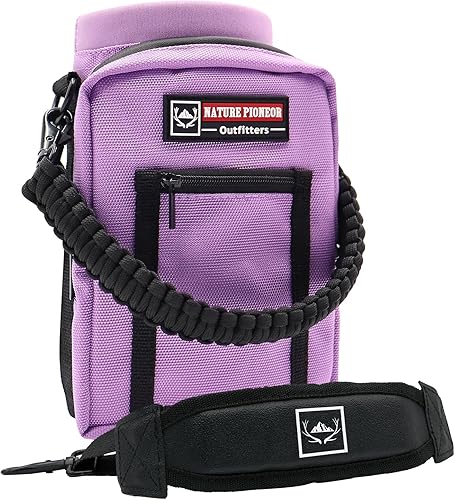 NATURE PIONEOR Soporte para botella de agua con correa ajustable  253240 onzas, funda aislante para botella de agua con mango de paracaídas y 2