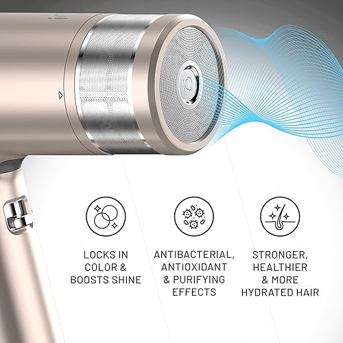 Miniatura 4 de IQ1 Perfetto  Secador de pelo profesional  por Ga.Ma Italy  Actualización 2023  1500 vatios  Turbo 110.000 RPM  Filtro lavable (oro rosa)