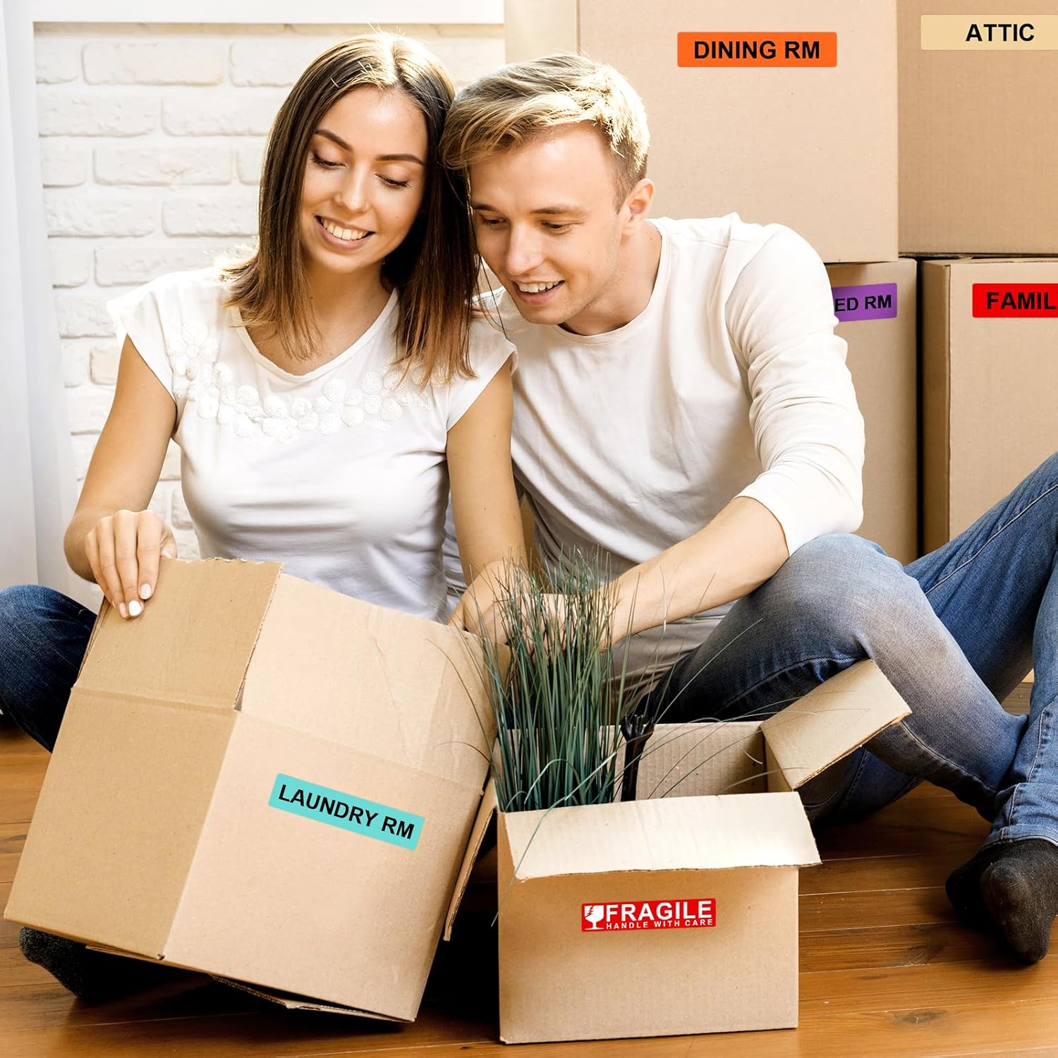 Moving Box Labels – 1440 PCS (24 Rolls) Color Coded Room Stickers, 1''x4.5'' Strong Adhesive Home Packing Stickers for Boxes of Bedroom, Kitchen, Garage, Fragile & Heavy Item Warning Labels, BIAlabel - Image 6