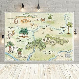 7x5ft 100 Acres Map Backdrop Baby Shower Bear Theme Happy Birthday Decorative Banner 100 Acre Woods Bear Backdrop Party Decoration Supplies Backdrop