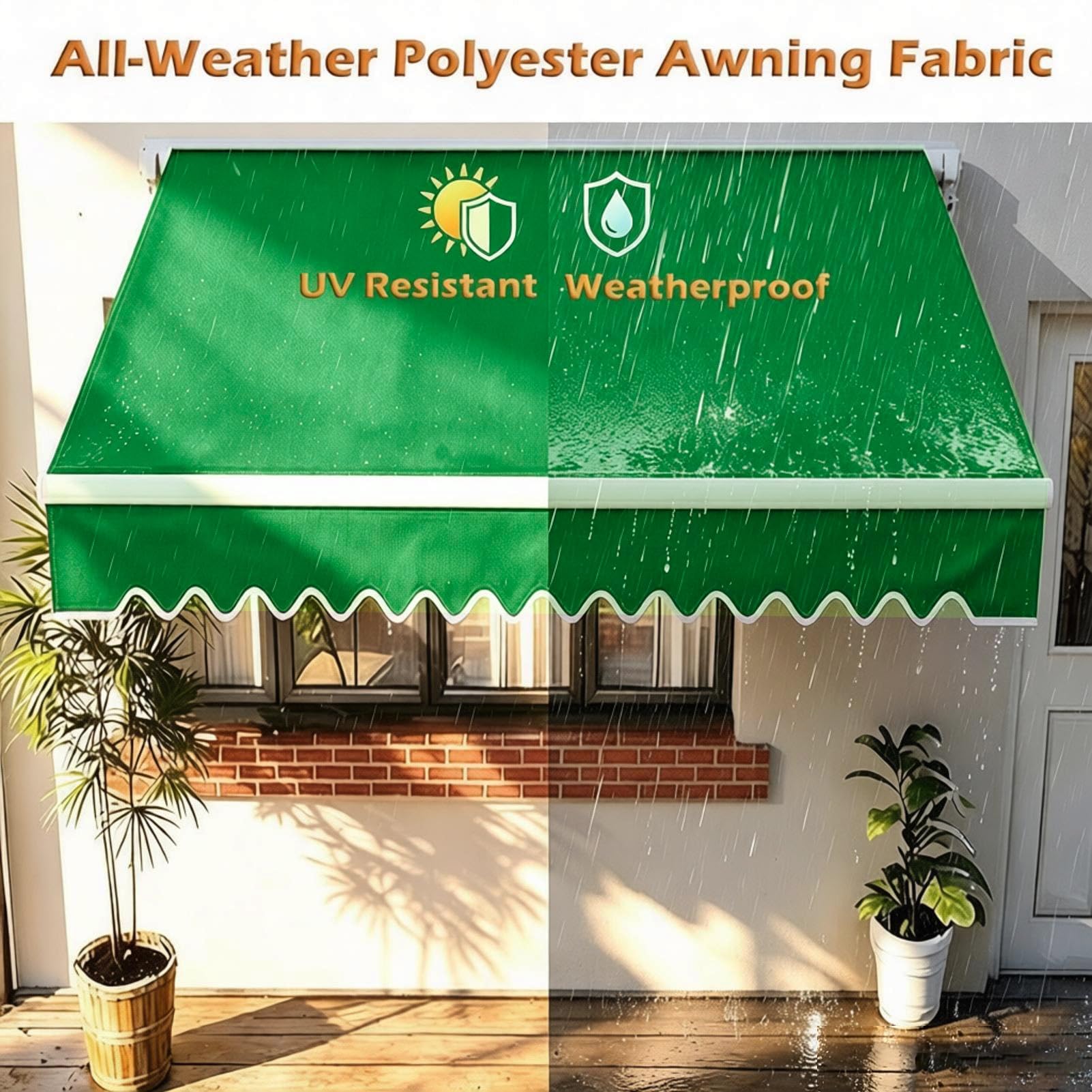 Tissu Store Banne Toile De Rechange pour Store De Terrasse | Couleur vert fruit Sans armature, Toile de store rétractable, Toile d'ombrage pour entrée Barbecue(8.2x6.5ft/2.5x2m)