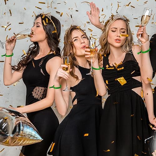 Miniatura 7 de Paquete de 100 muñequeras, pulseras verdes para eventos, pulseras para conciertos, festivales, admisión, fiesta, 13.78 x 0.59 pulgadas