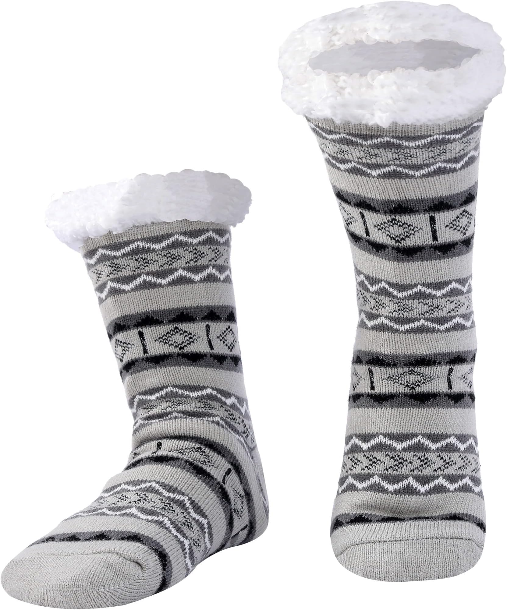 Men's Slipper Socks - Fleece Lined, Cozy, Extra Thick, Non-Slip Home Socks for Winter