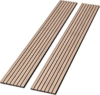 Vista 17 de Paquete de 2 paneles acústicos de pared de madera de 94 x 12.6 pulgadas, listones 3D insonorizados para paredes y techos, elegantes paneles Nogal