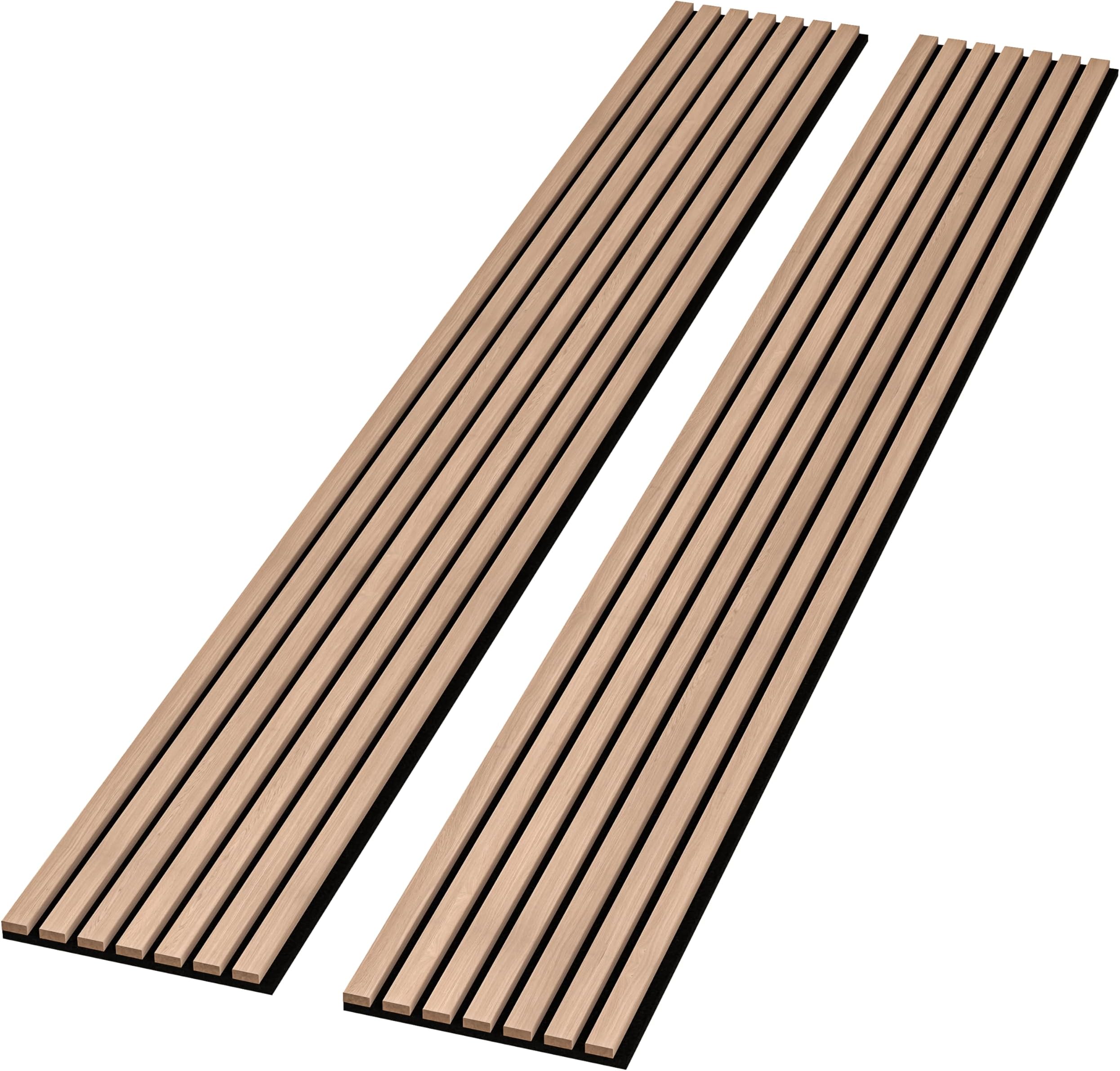 2-Pack 90” x 12.6” Acoustic Wood Wall Panels – 3D Slat Soundproof Panels for Walls & Ceilings – Modern Decorative Sound Absorbing Panel for Home, Office & Studio (Light Cold Oak)